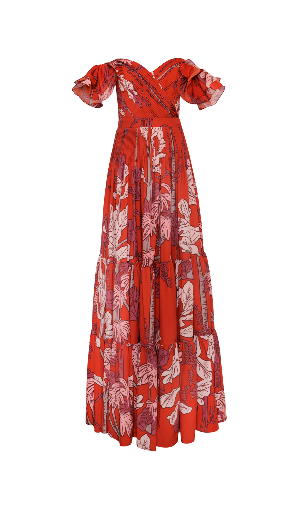 YARUMO PLEATED LIGHT CREPE MAXI DRESS