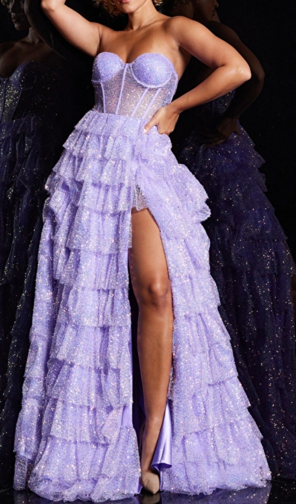 Lilac Corset Sheer Bodice Dress