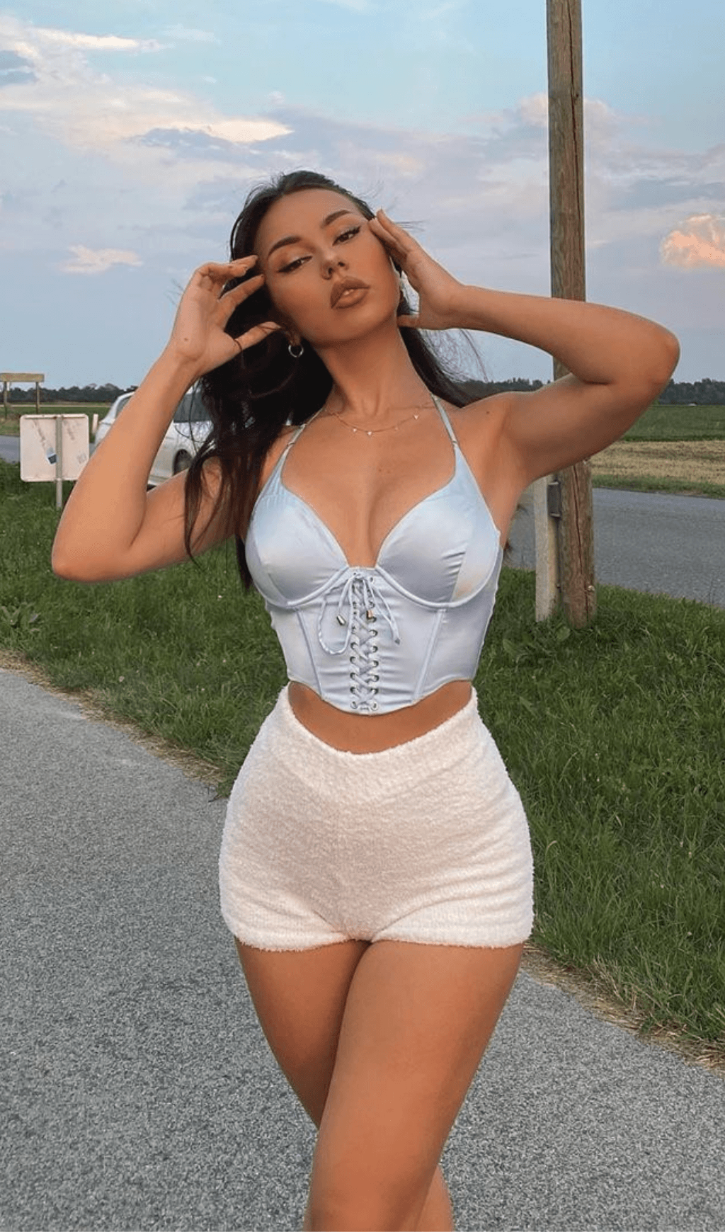 Halter satin camisole top.