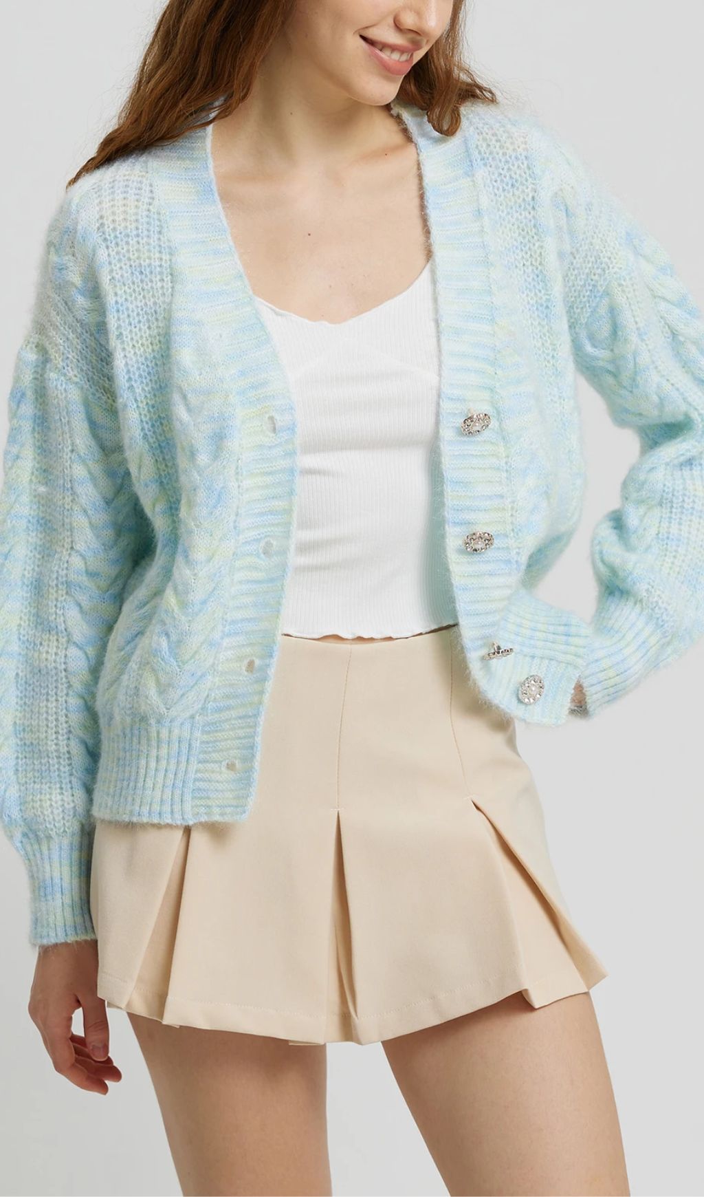 Buttoned Knit Cardigan IN Light Blue