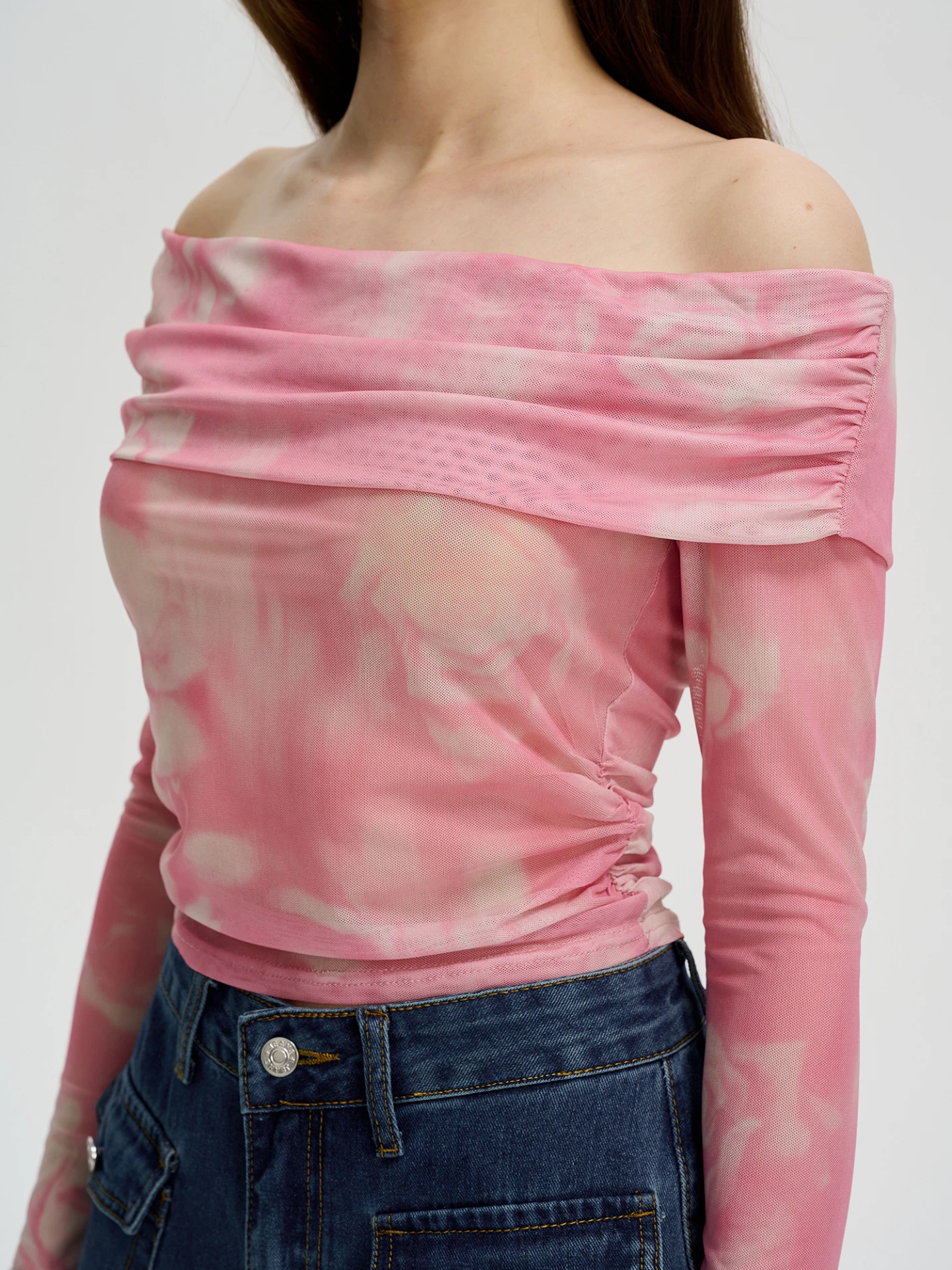 Sheer Pullover T-Shirt in Pink