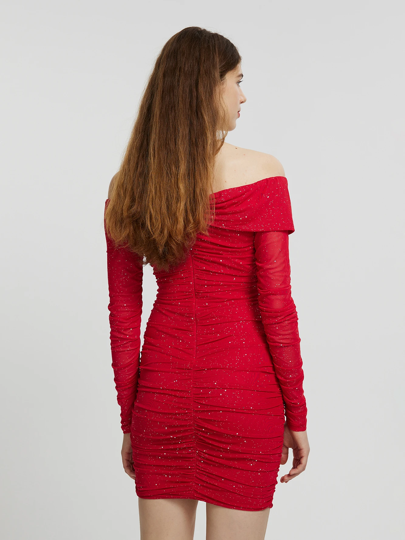 Draped Bodycon Dress IN Red