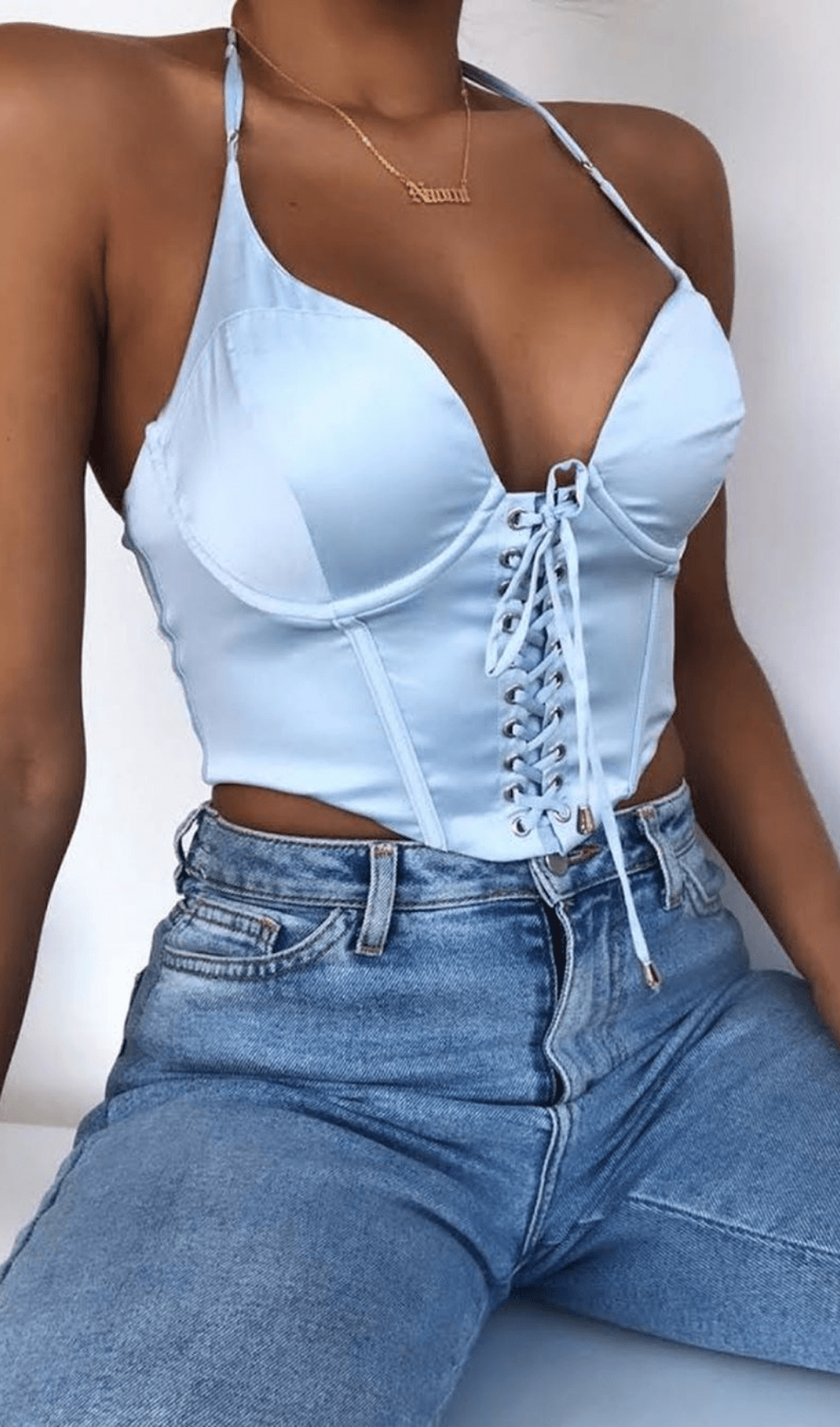 Halter satin camisole top.