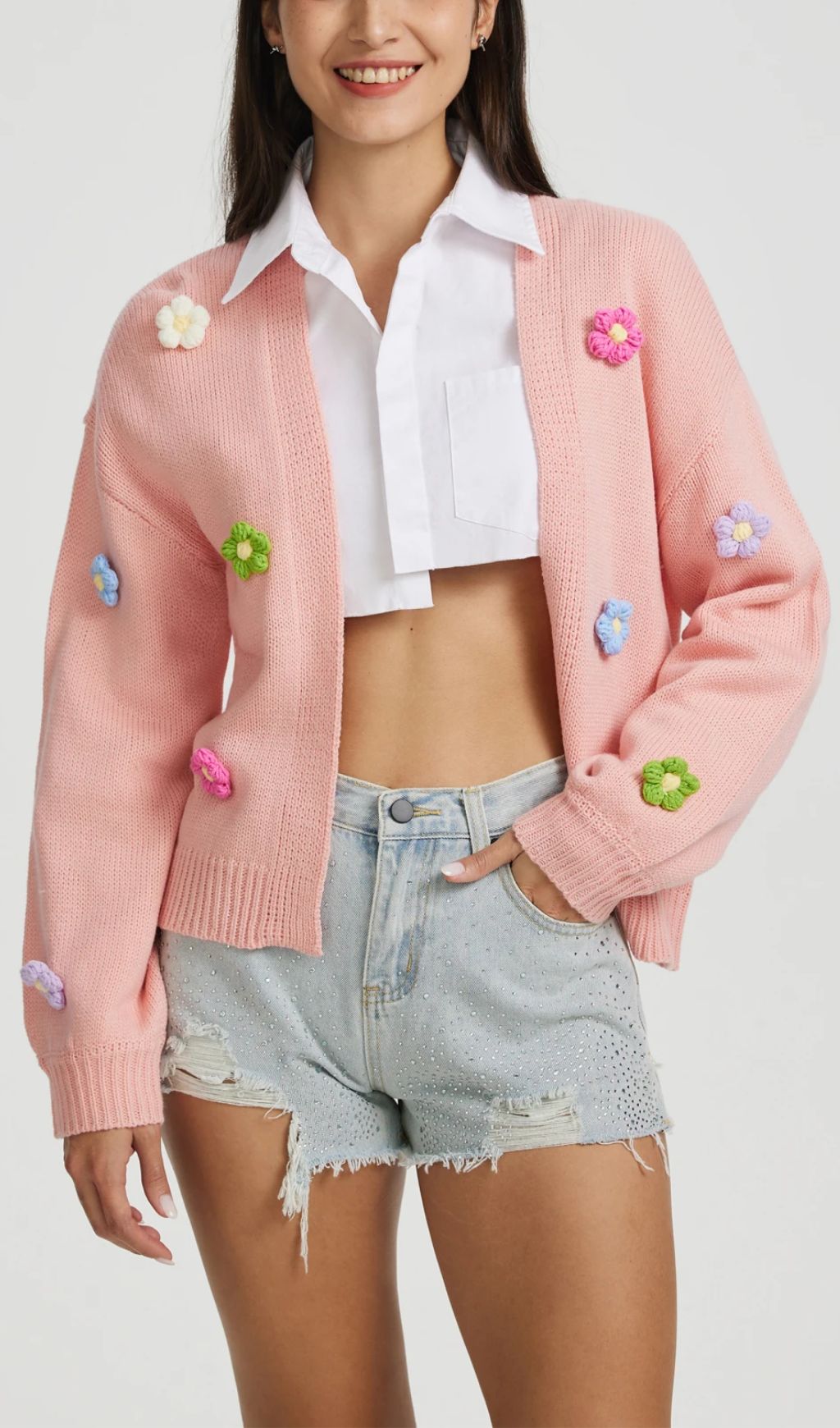 Knit Cardigan IN Pink