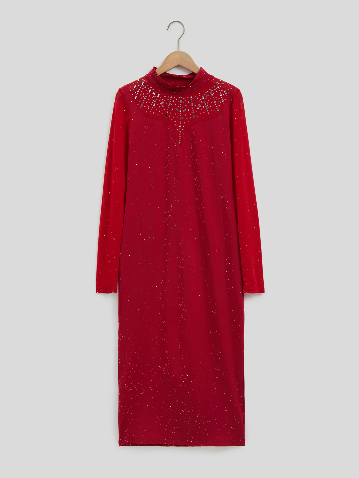 Sheer Bodycon Dress In Burgundy