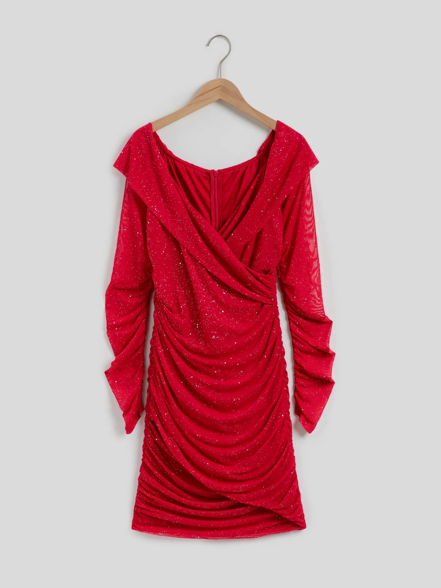 Draped Bodycon Dress IN Red