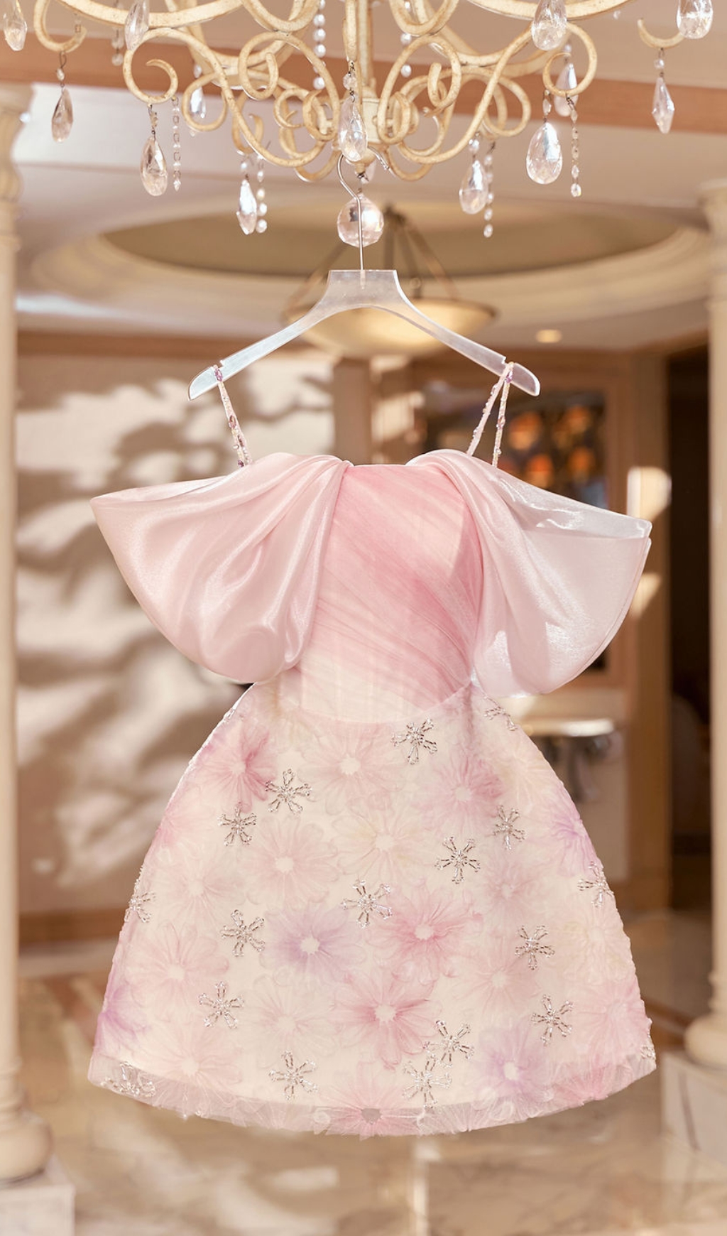 FLOWER JACQUARD MINI DRESS IN PINK