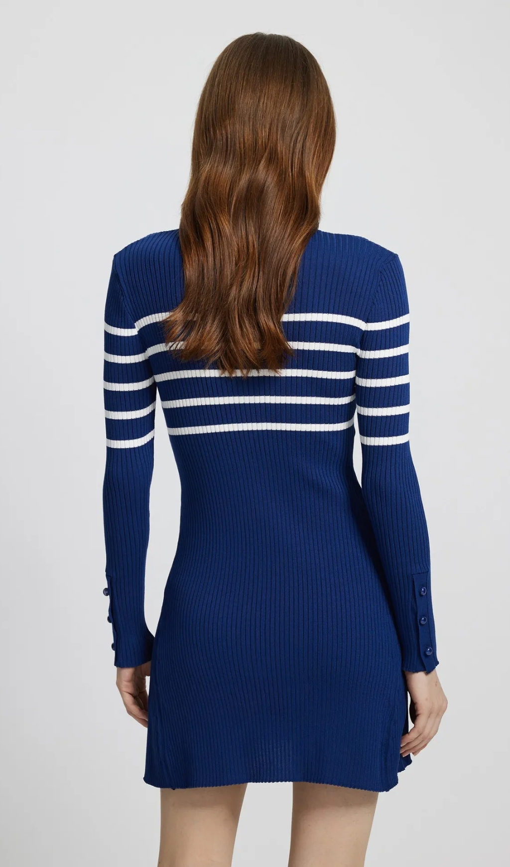 Buttoned Knit Dress In Blue