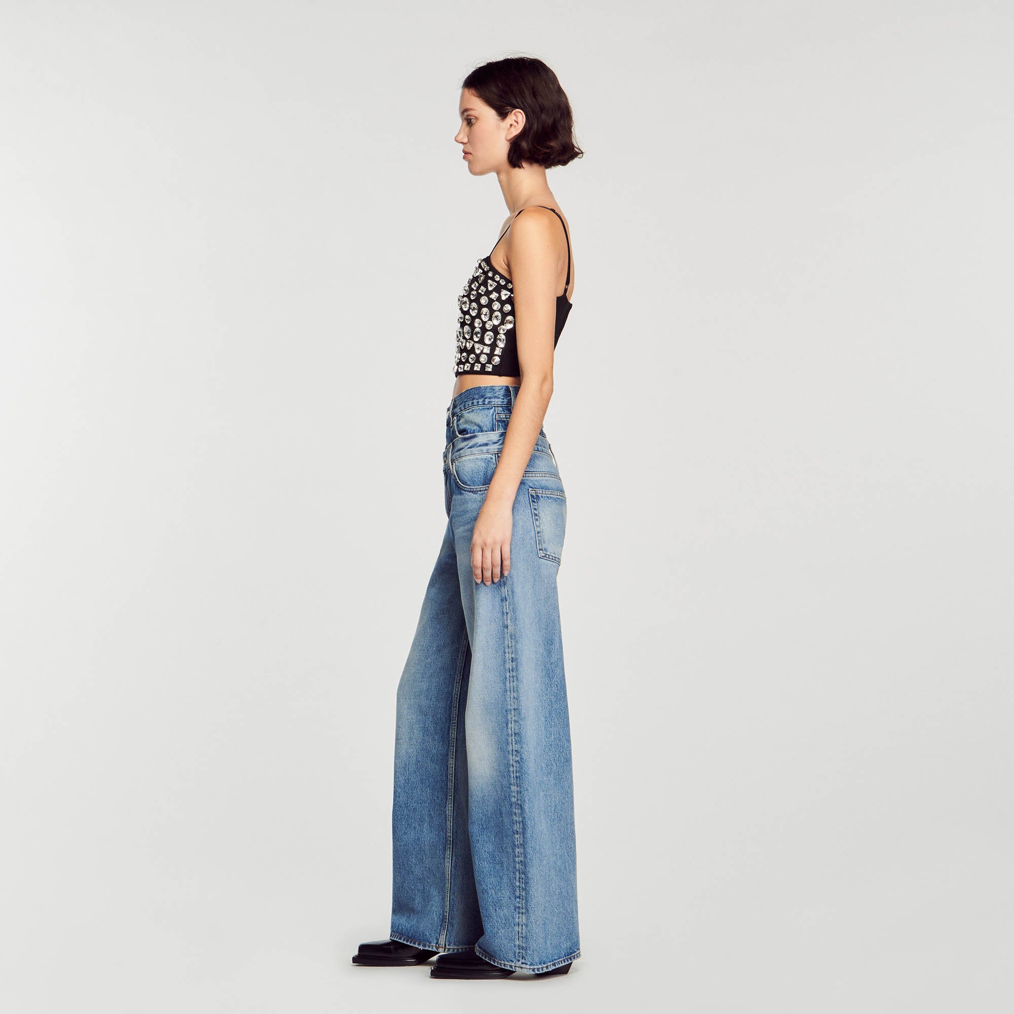 Top embellished with rhinestone gems