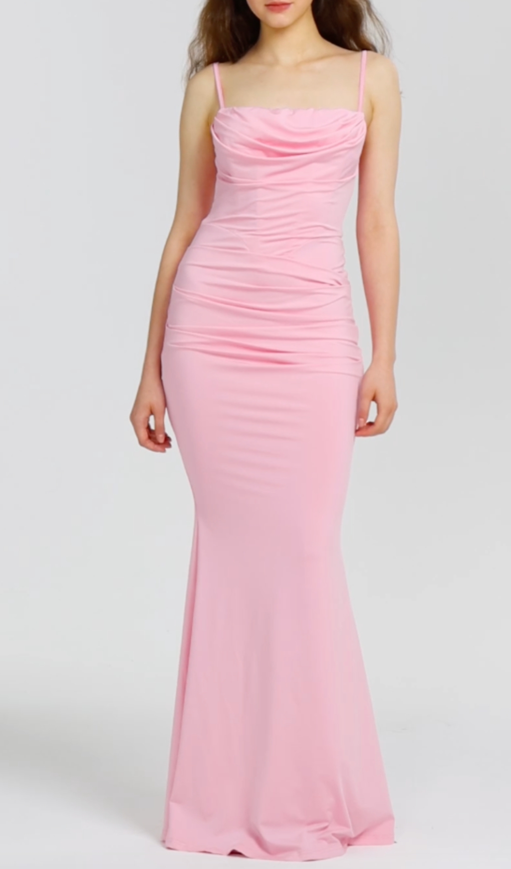Maxi Gathered Cami Dress in pink