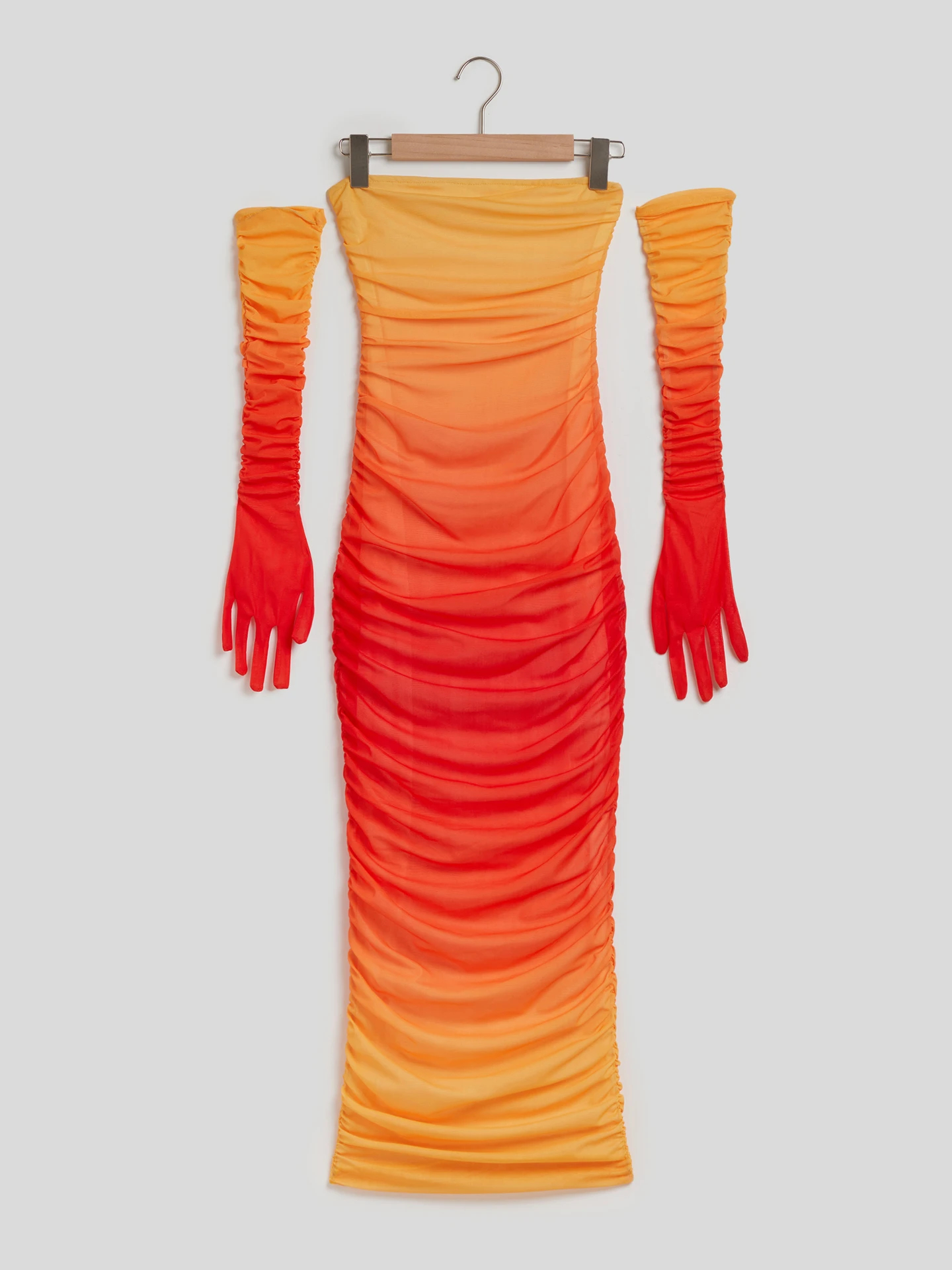 Draped Bodycon Dress in Orange