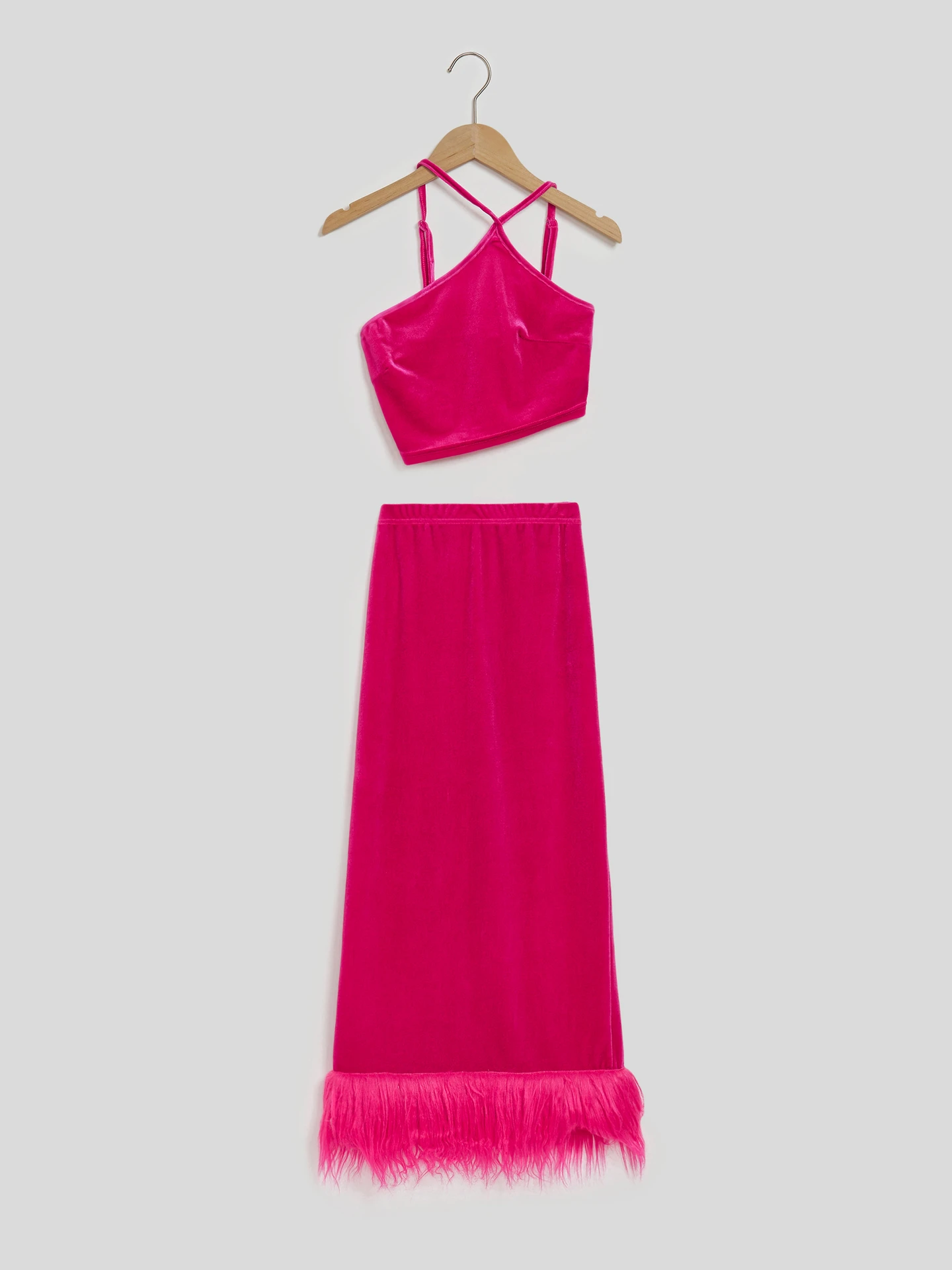 Feather Co-ord Set IN Fuschia