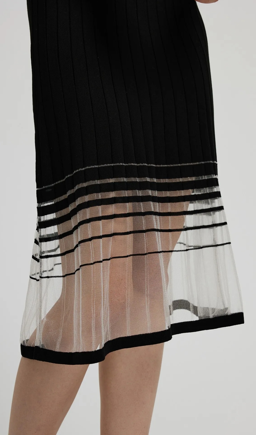 Patchwork Knit Dress In Black