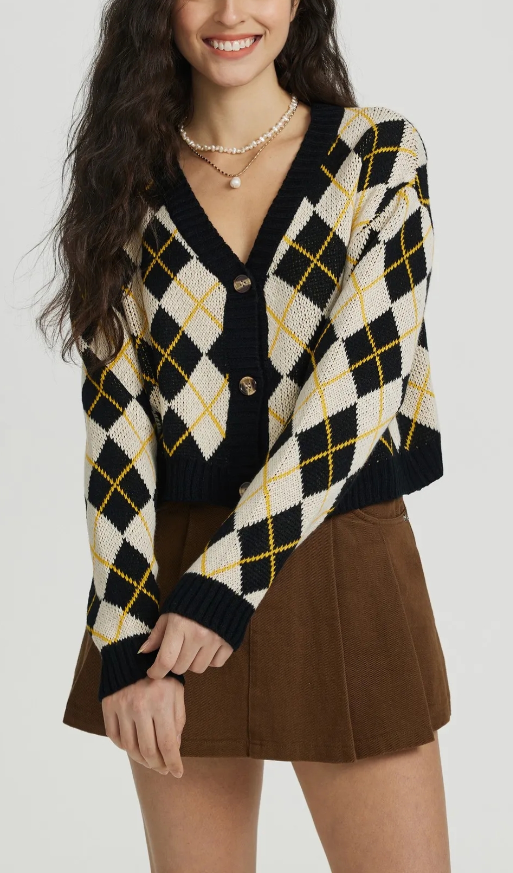 Buttoned Knit Cardigan in Apricot