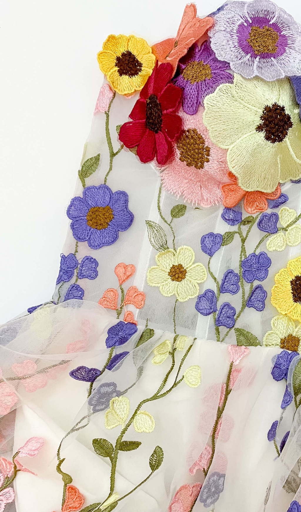 Strapless Multi-Color 3D Flower Prom Dress