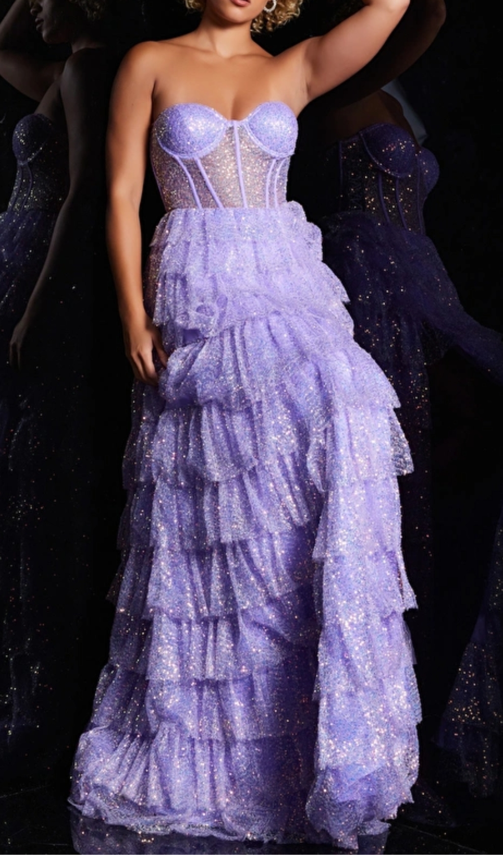 Lilac Corset Sheer Bodice Dress