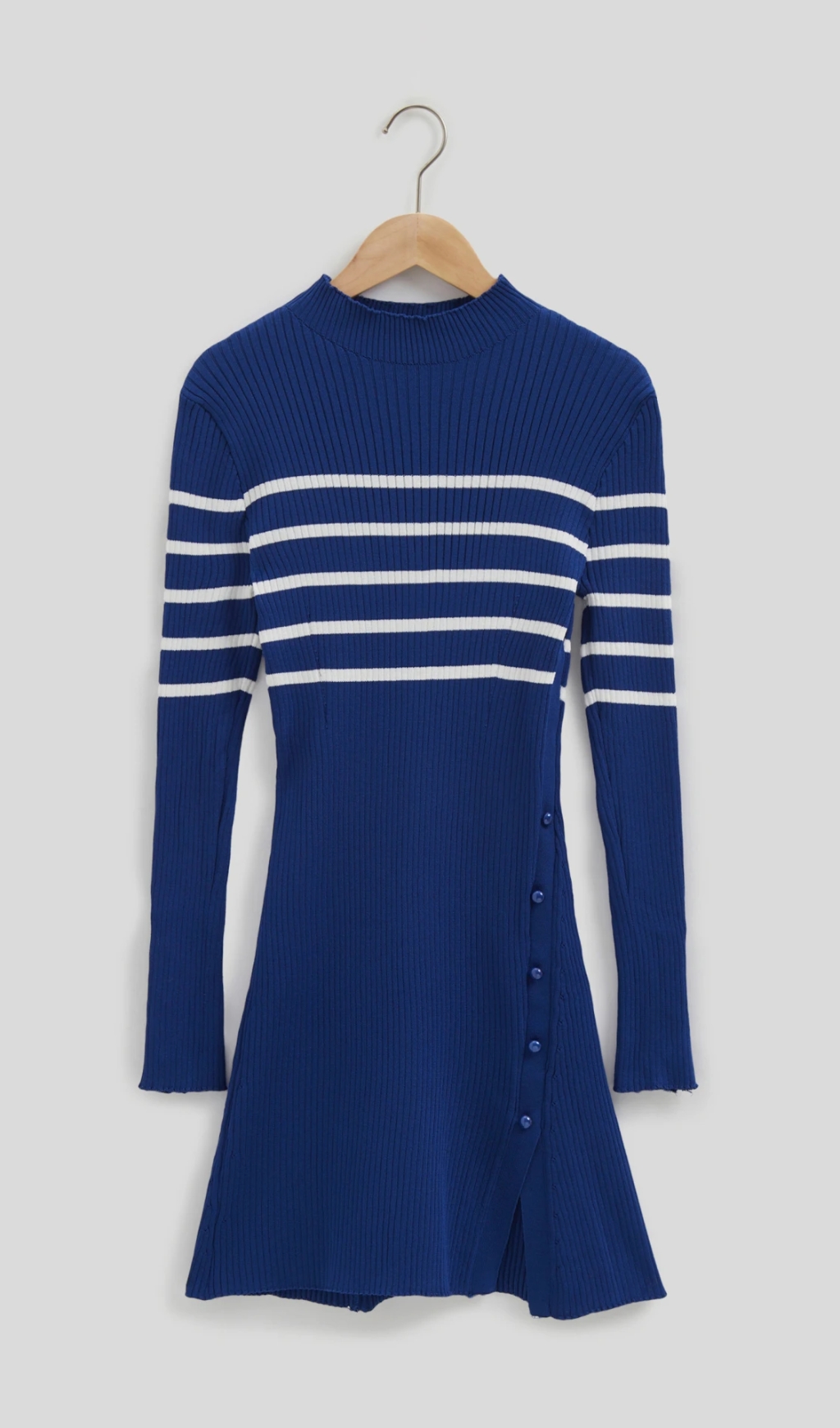 Buttoned Knit Dress In Blue