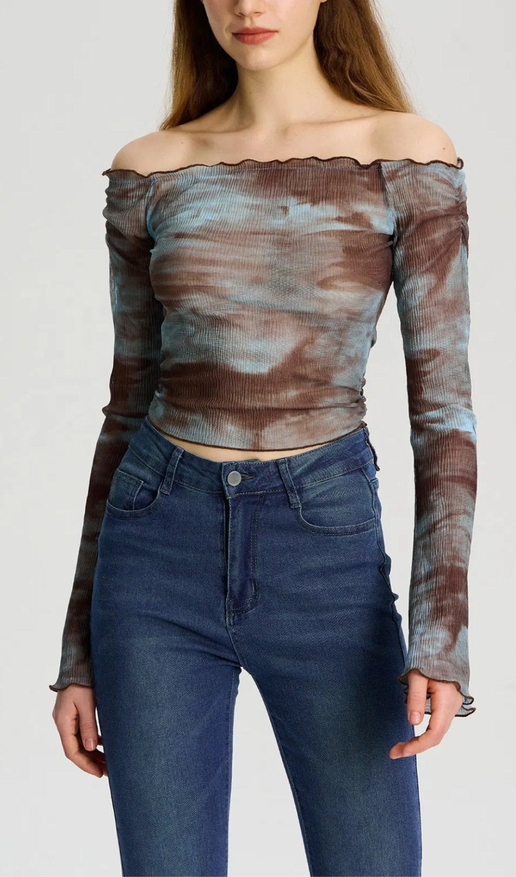 Sheer Pullover T-Shirt IN Blue