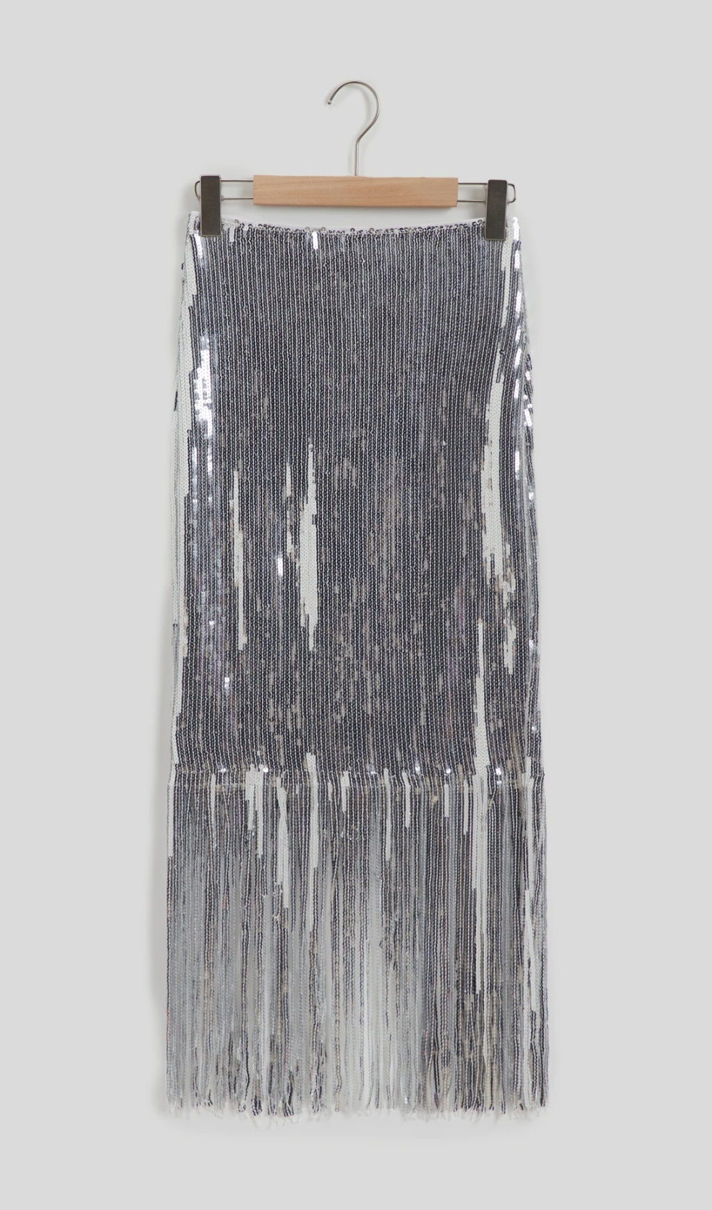 Fringed Pencil Skirt in silver