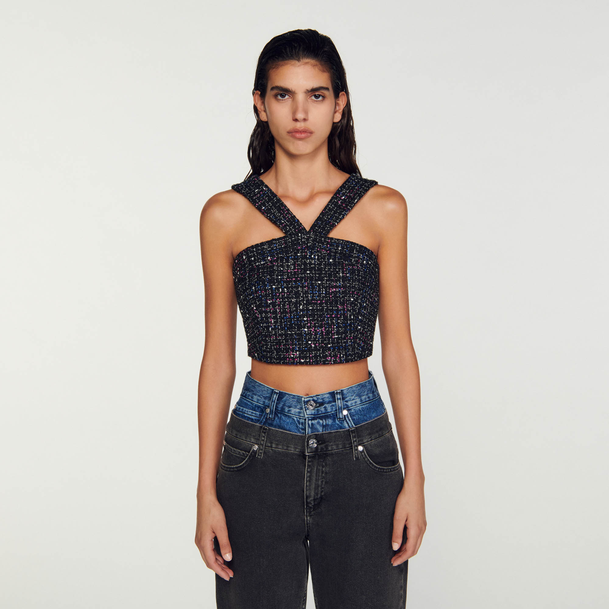 Tweed bustier top