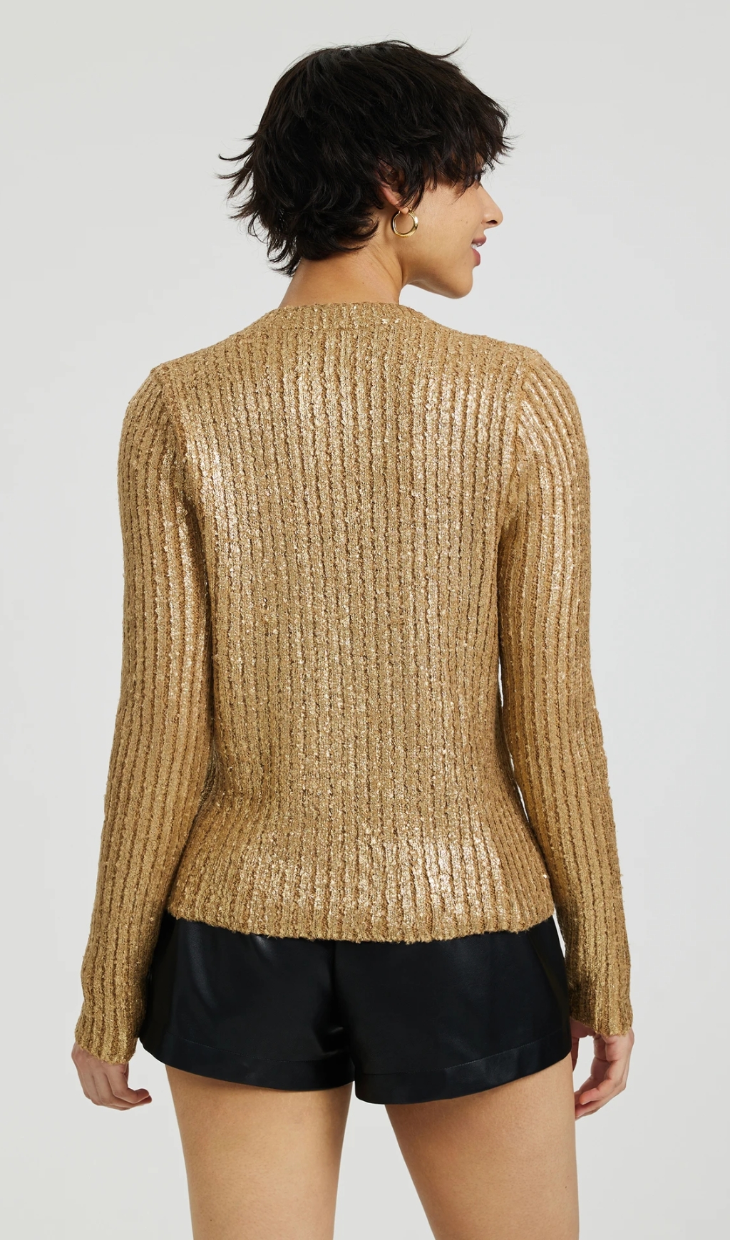 Shimmer Knit Pullover In Gold