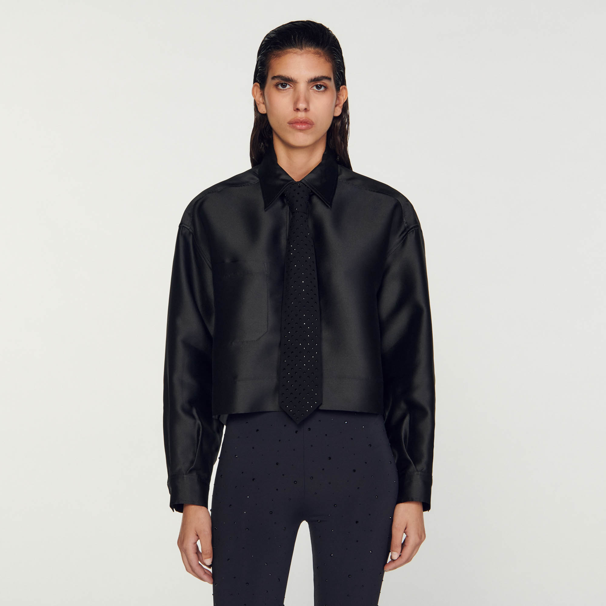 Oversized satin-effect shirt