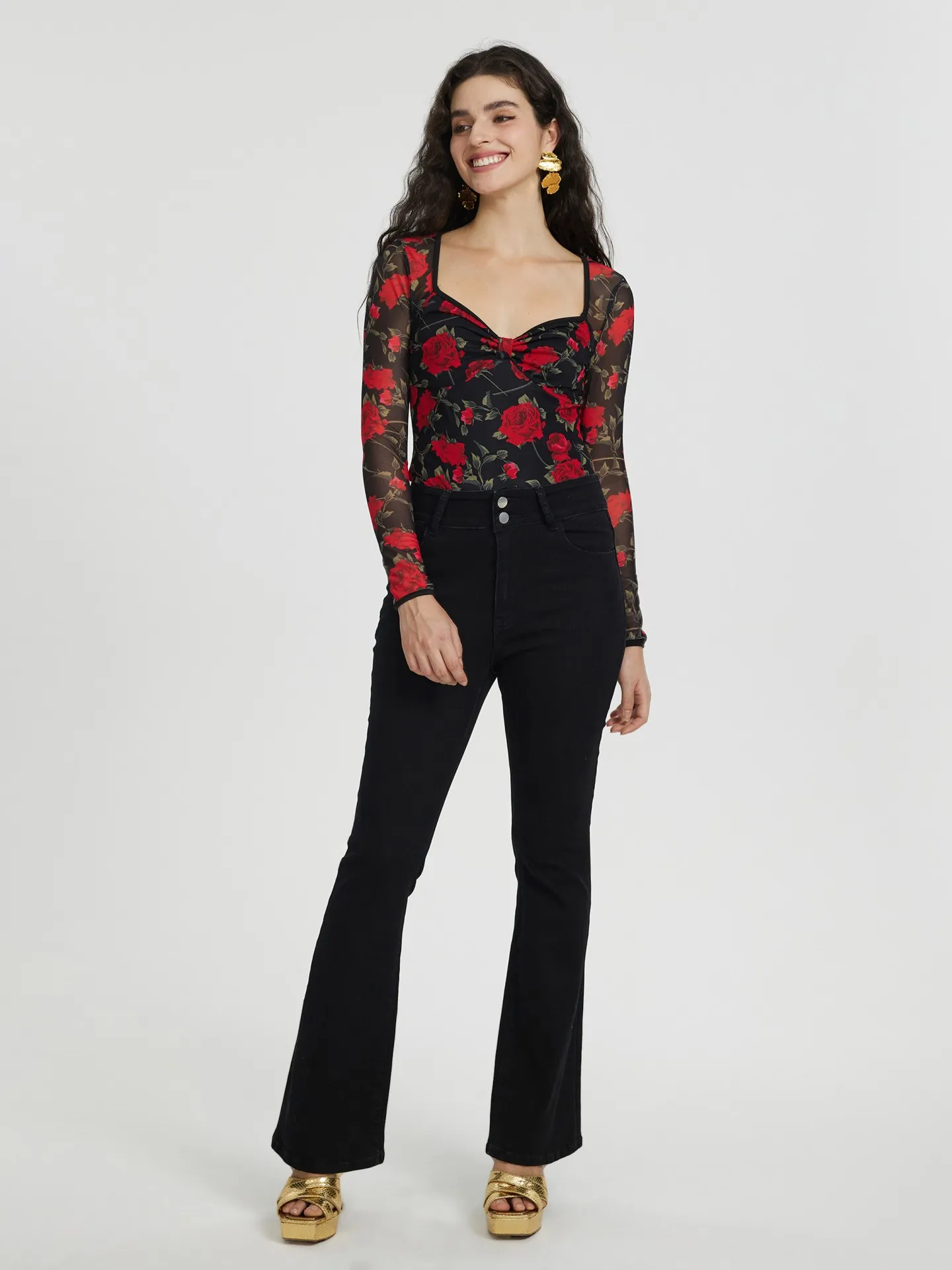 Knotted Bodysuit IN Black-Red