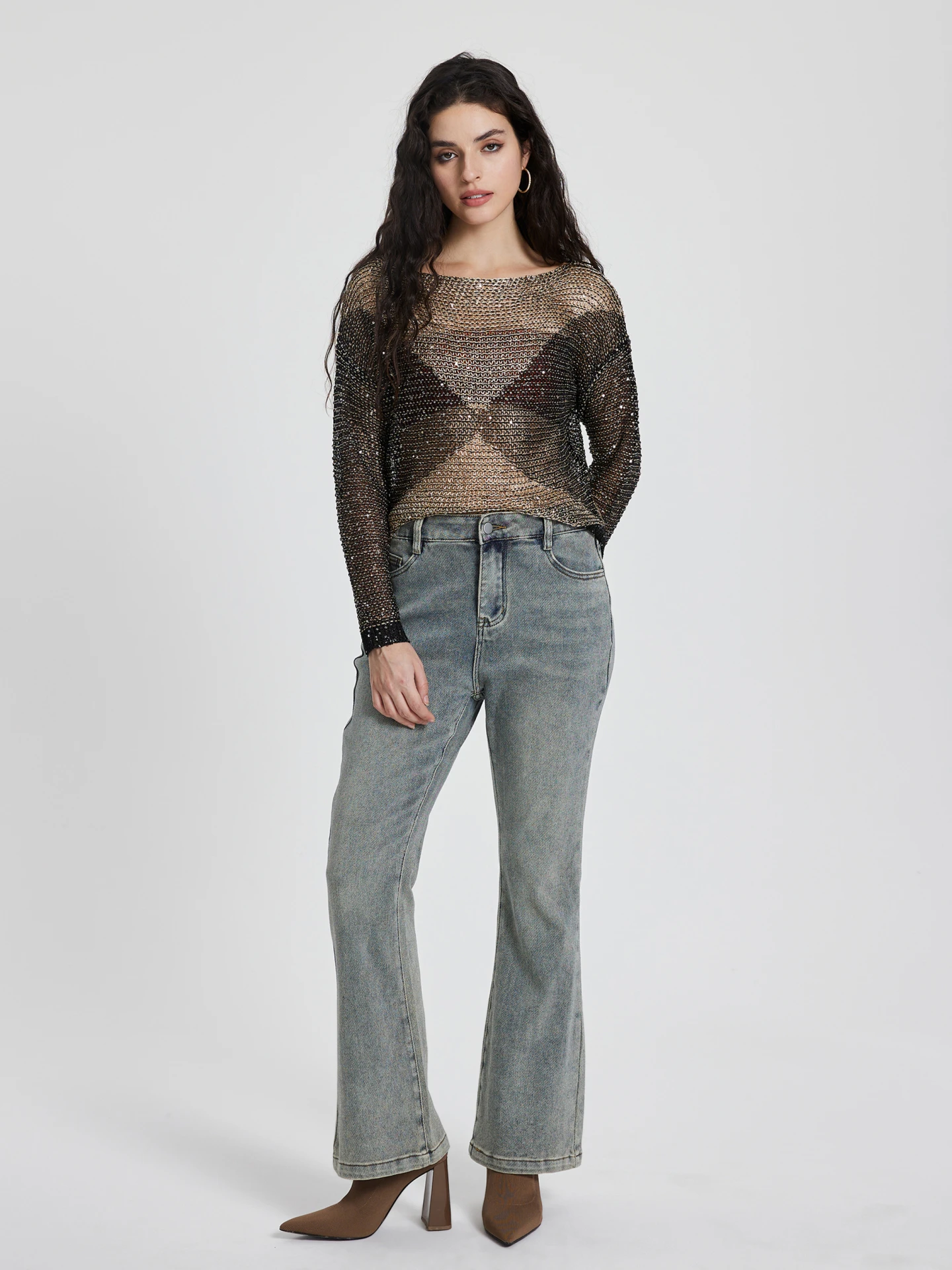 Sequinned Knit Pullover IN Gold