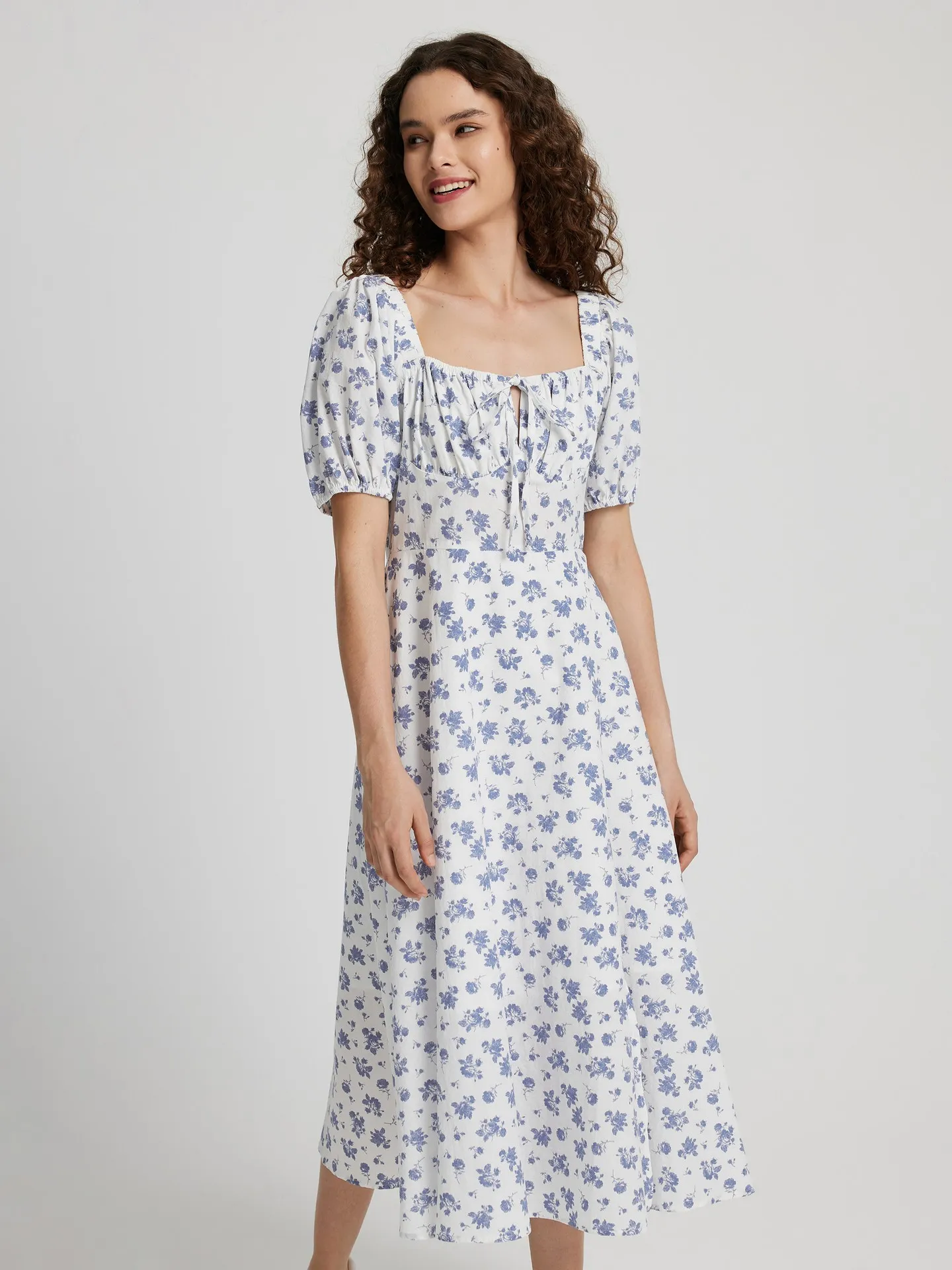 Flower Print A-line Dress IN