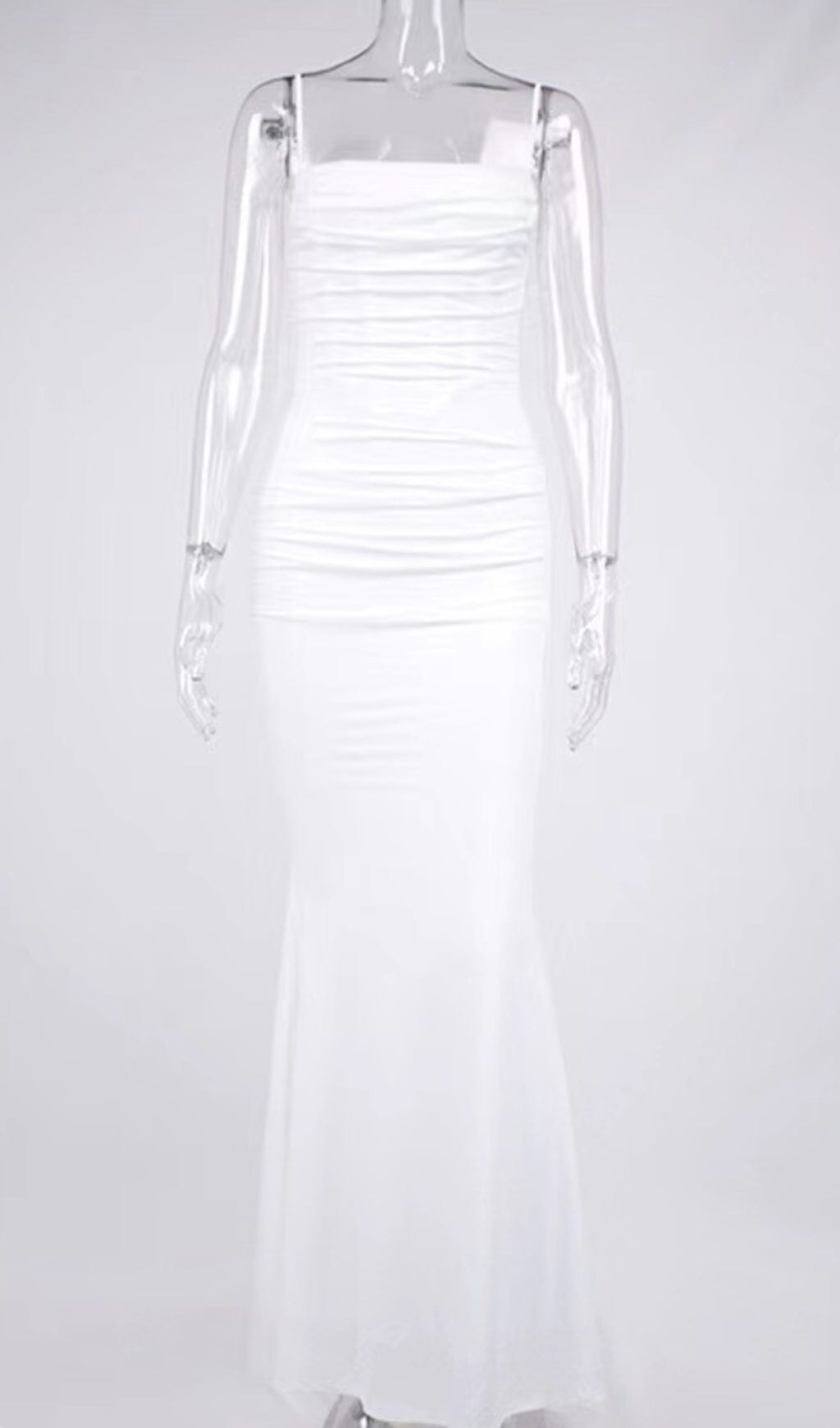 DRAPED CORSET MAXI DRESS IN WHITE