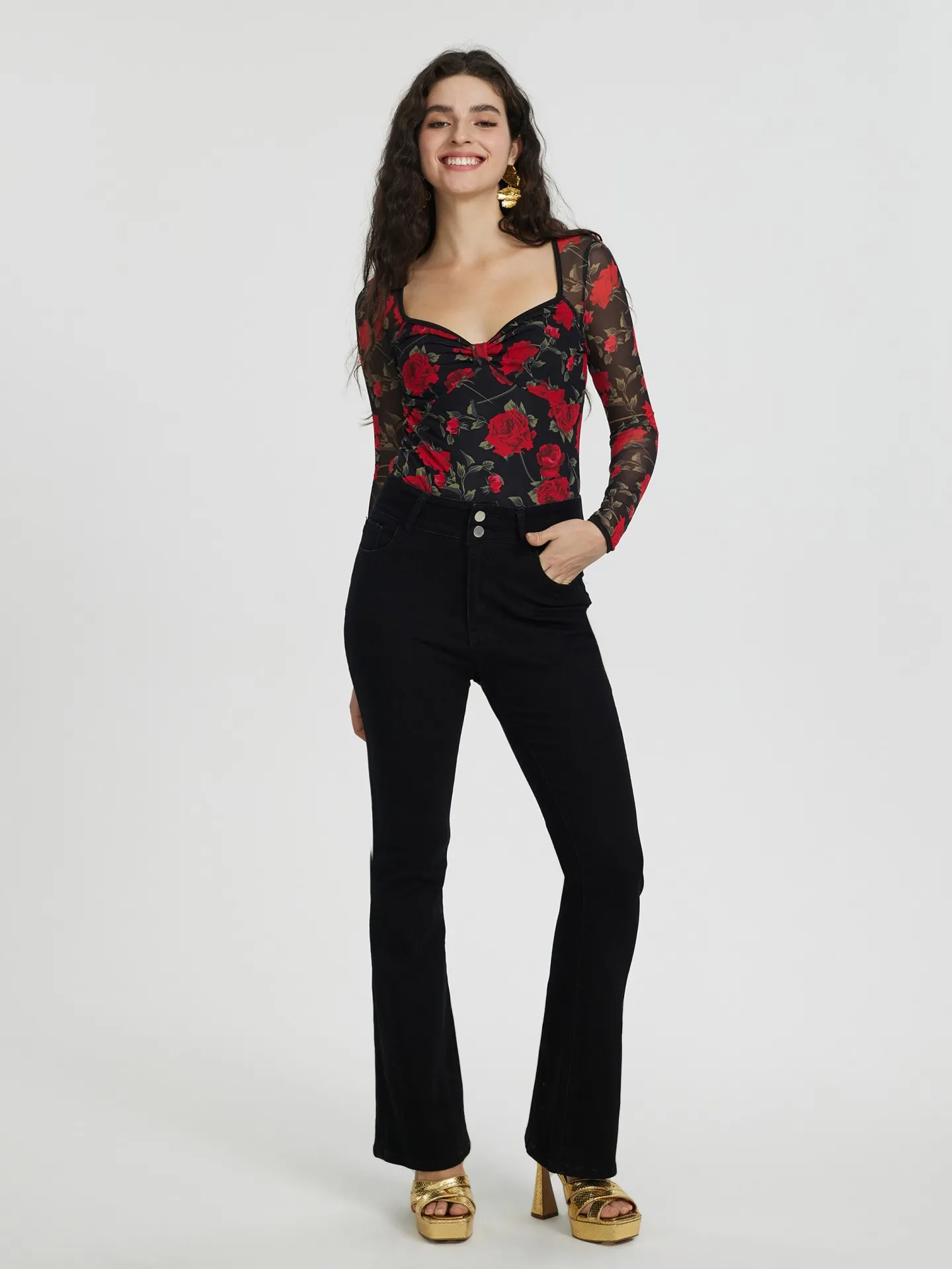 Knotted Bodysuit IN Black-Red