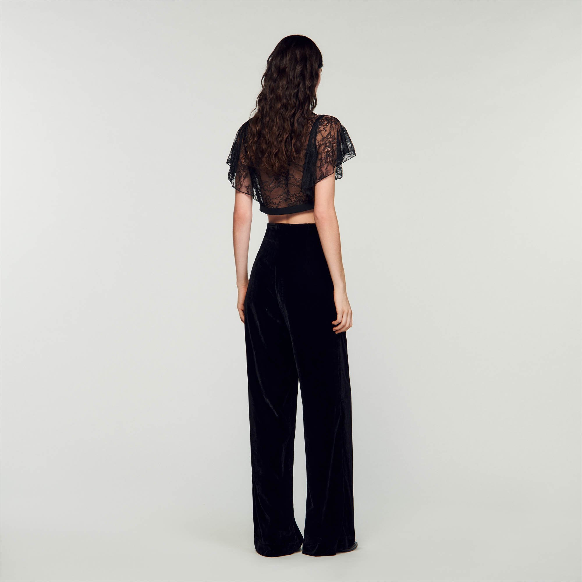 Wide-leg velvet pants