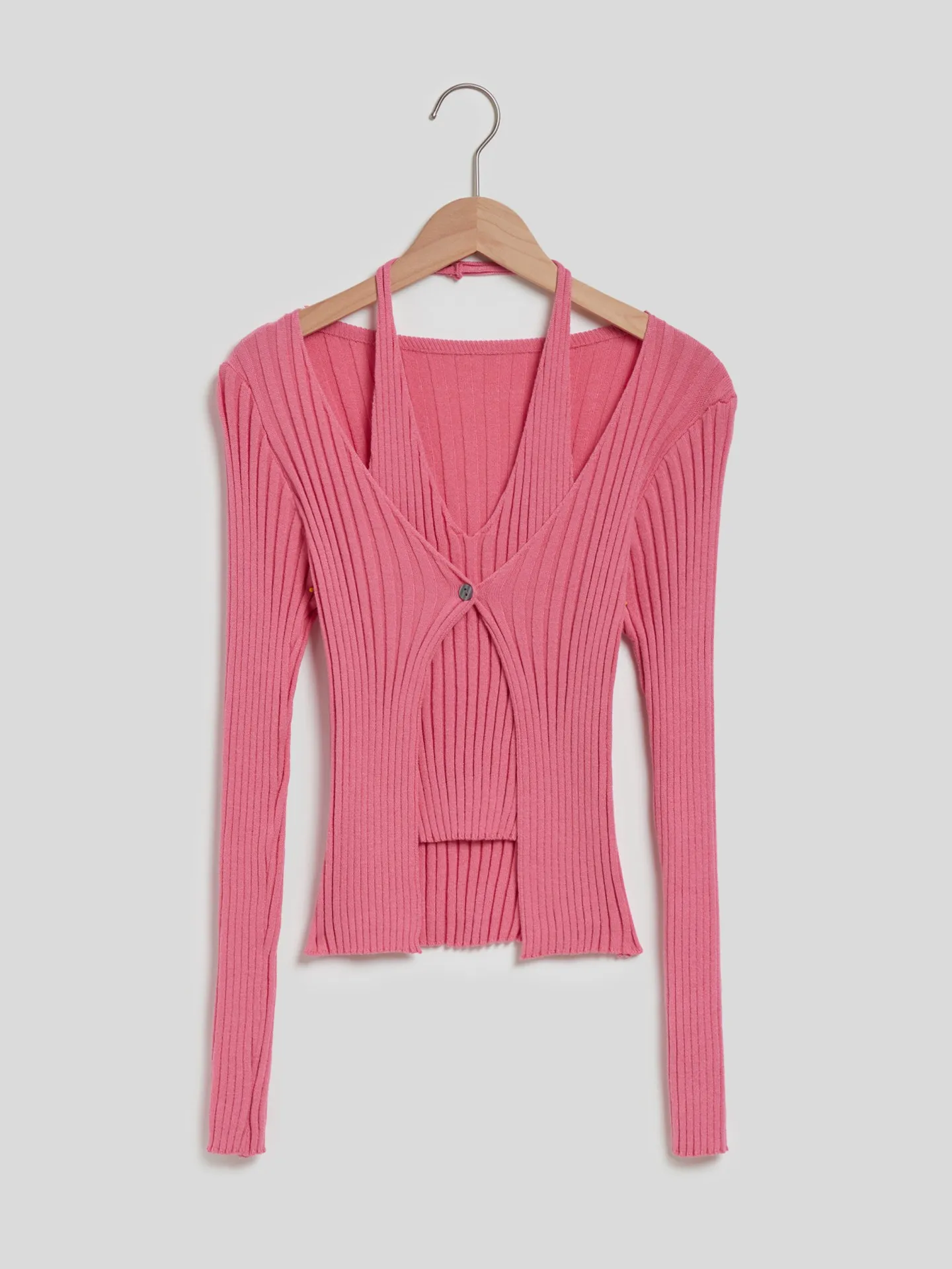 Buttoned Knit Top IN Pink