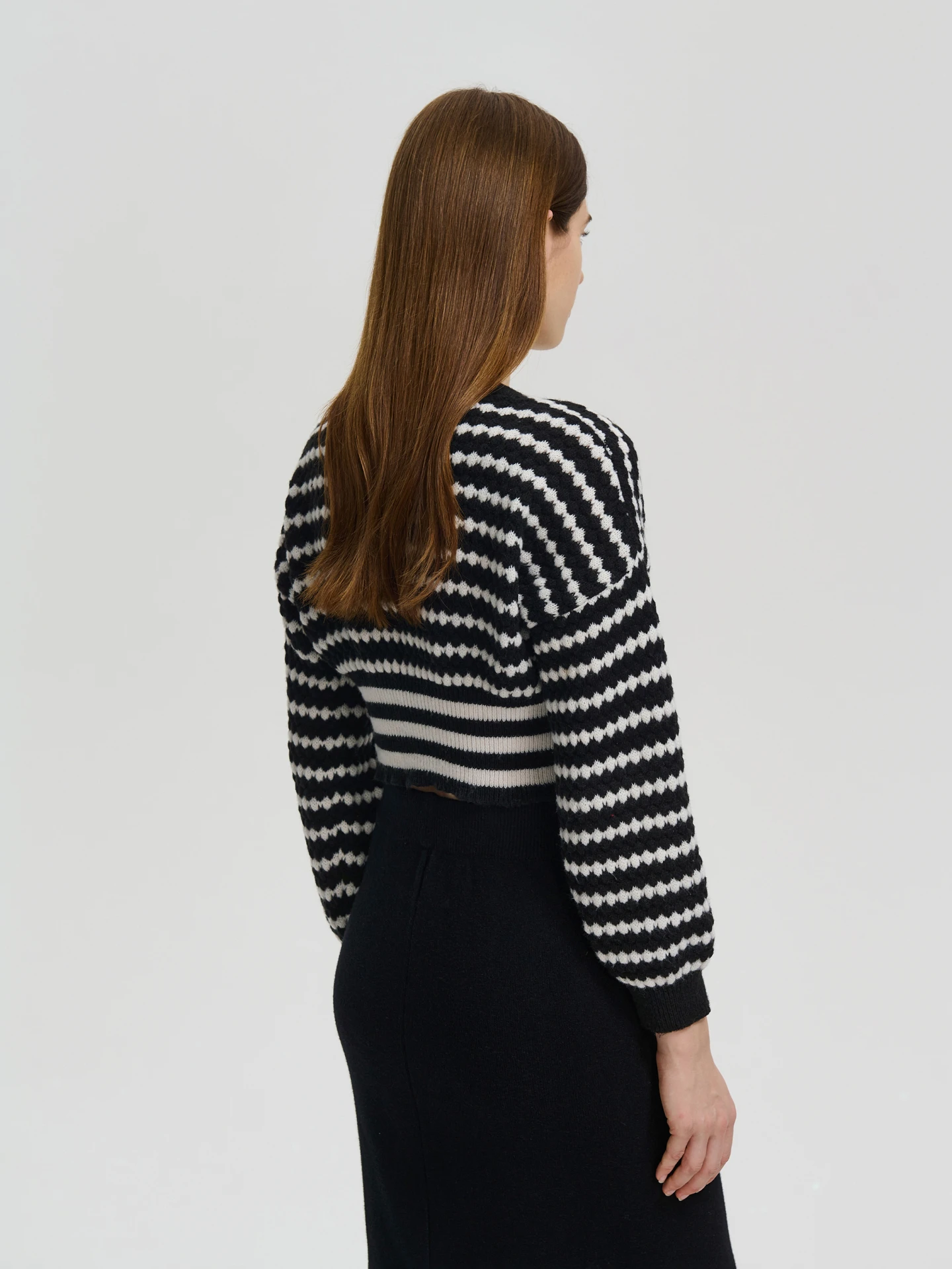 Color Block Knit Cardigan IN Black