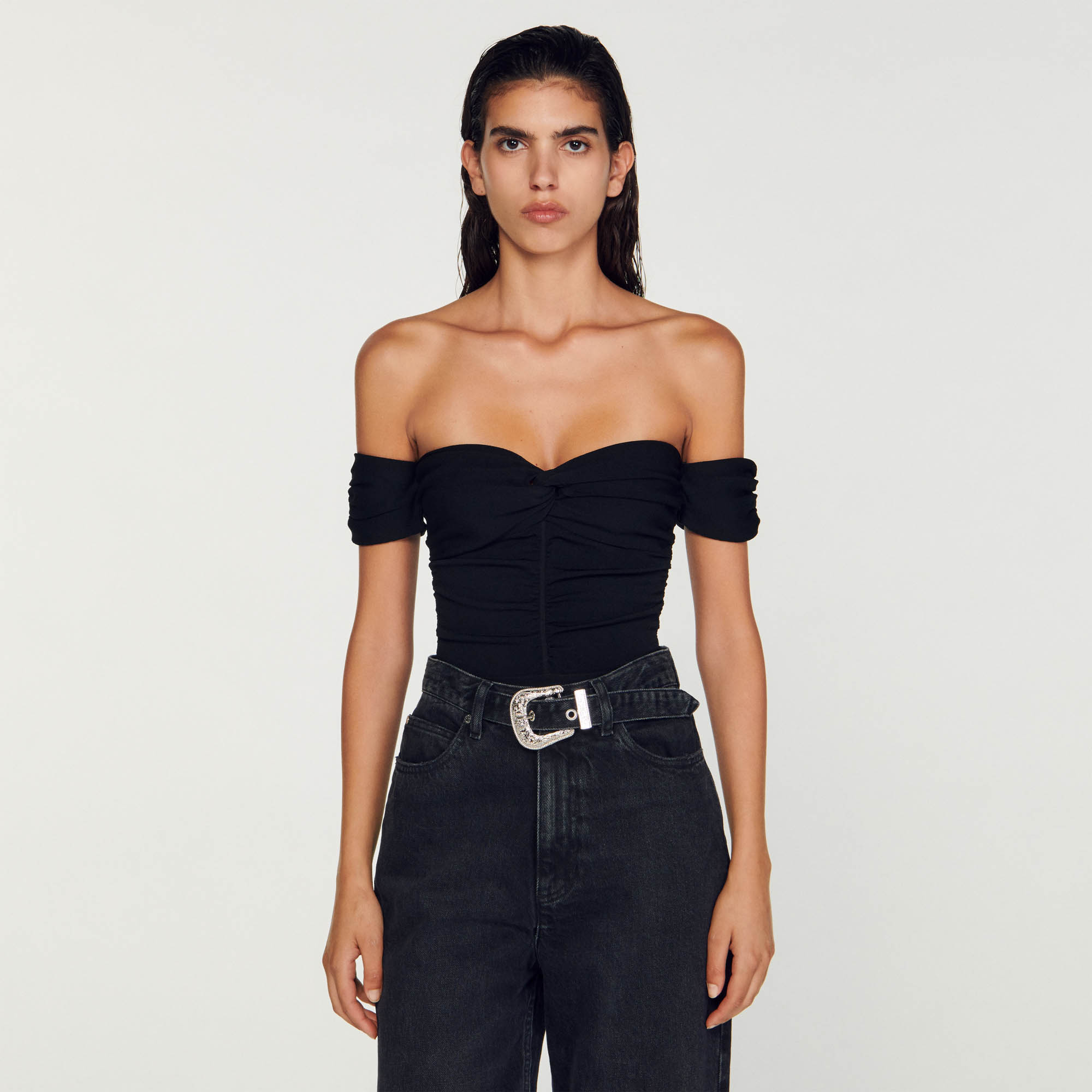 Open-shoulder bodysuit
