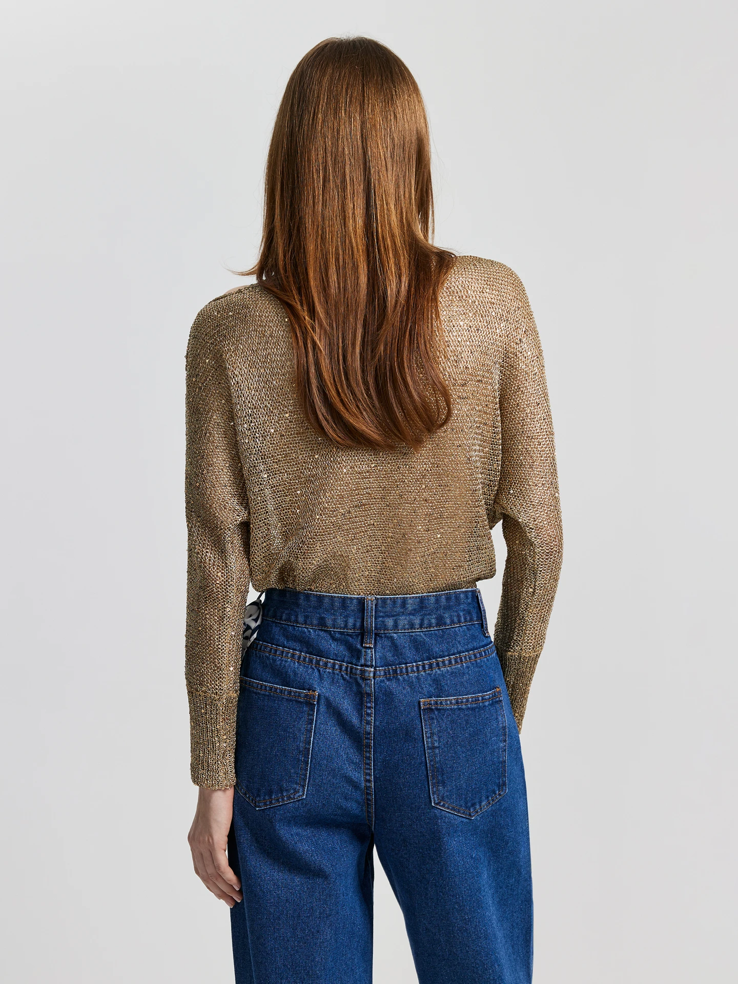 Sequinned Knit Pullover IN Khaki