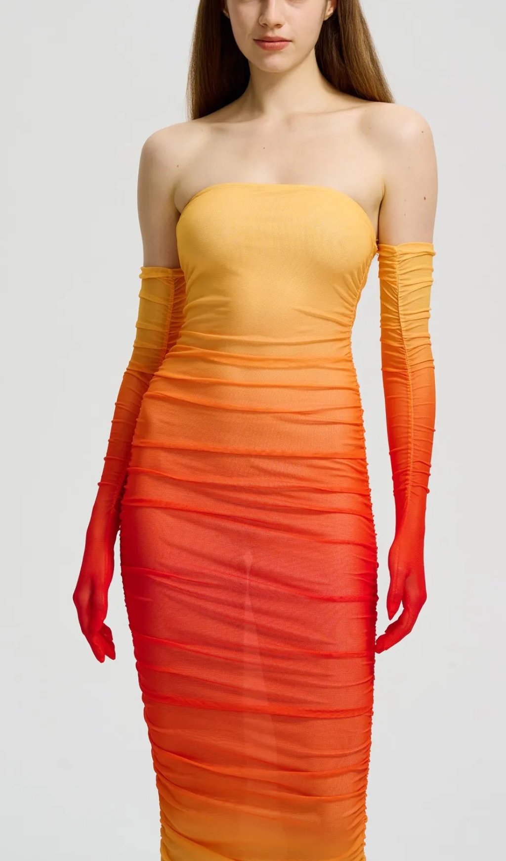 Draped Bodycon Dress in Orange