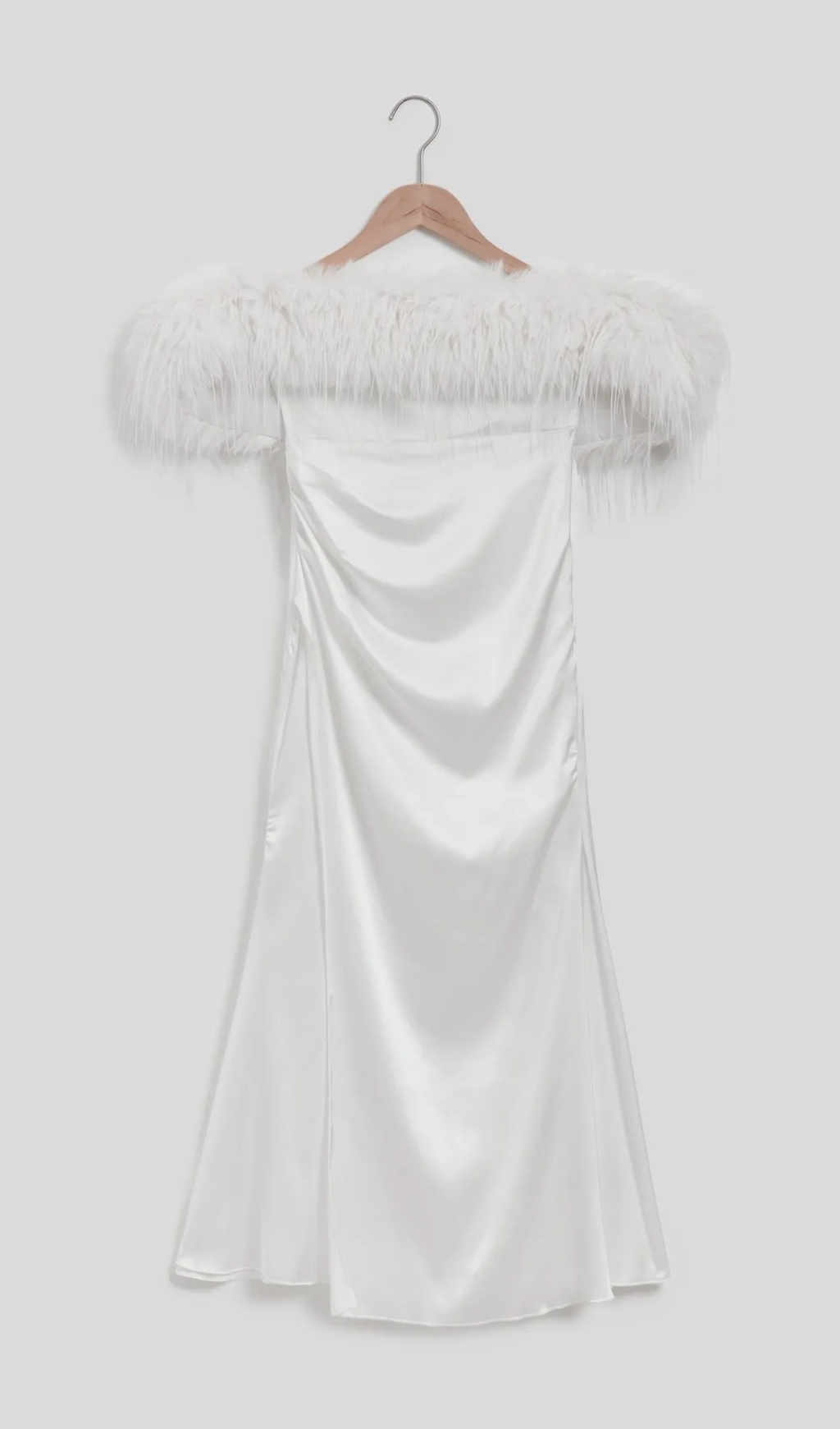 Feather Slip Dress in white