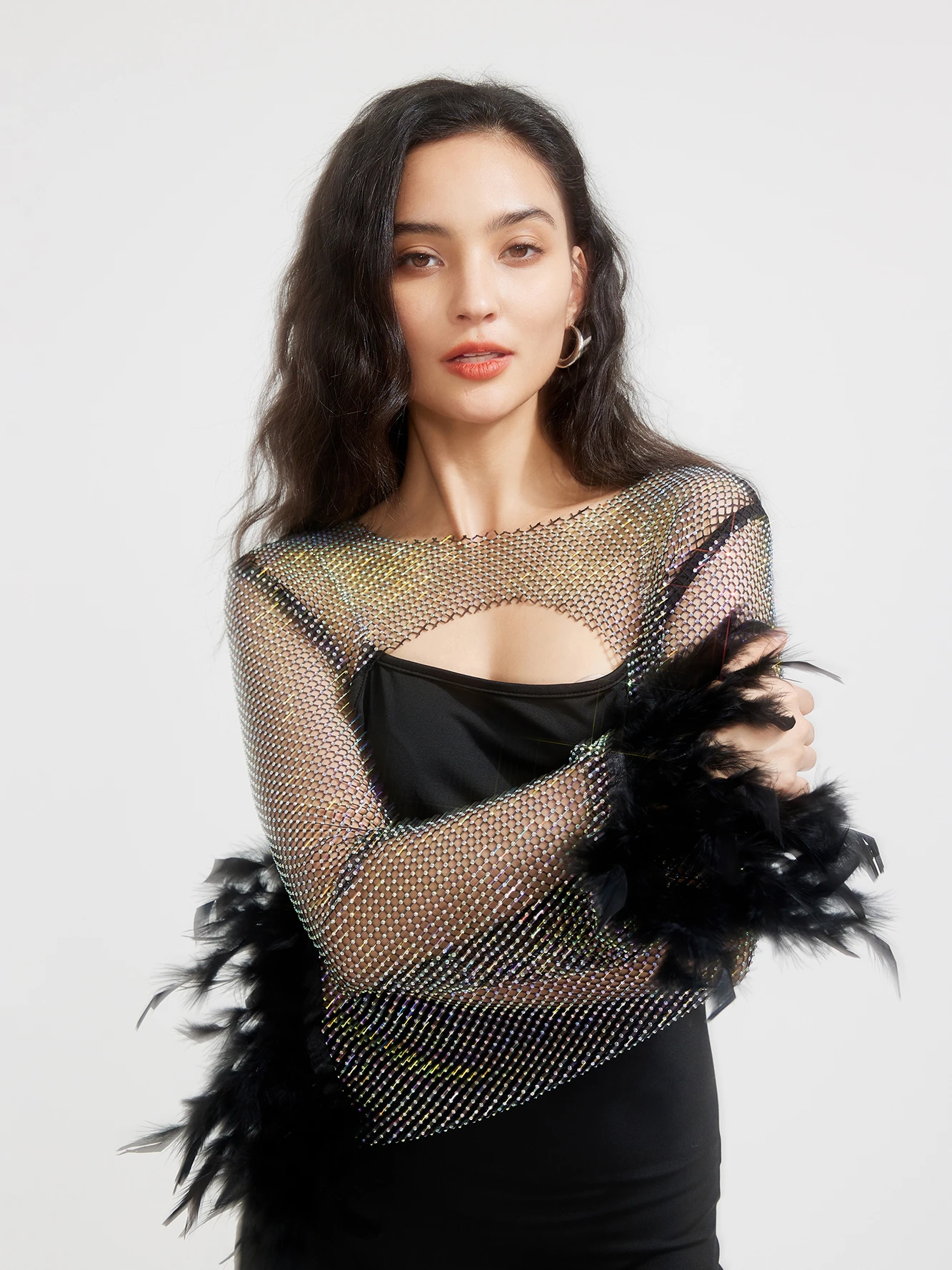 Rhinestone Pullover T-Shirt IN Black