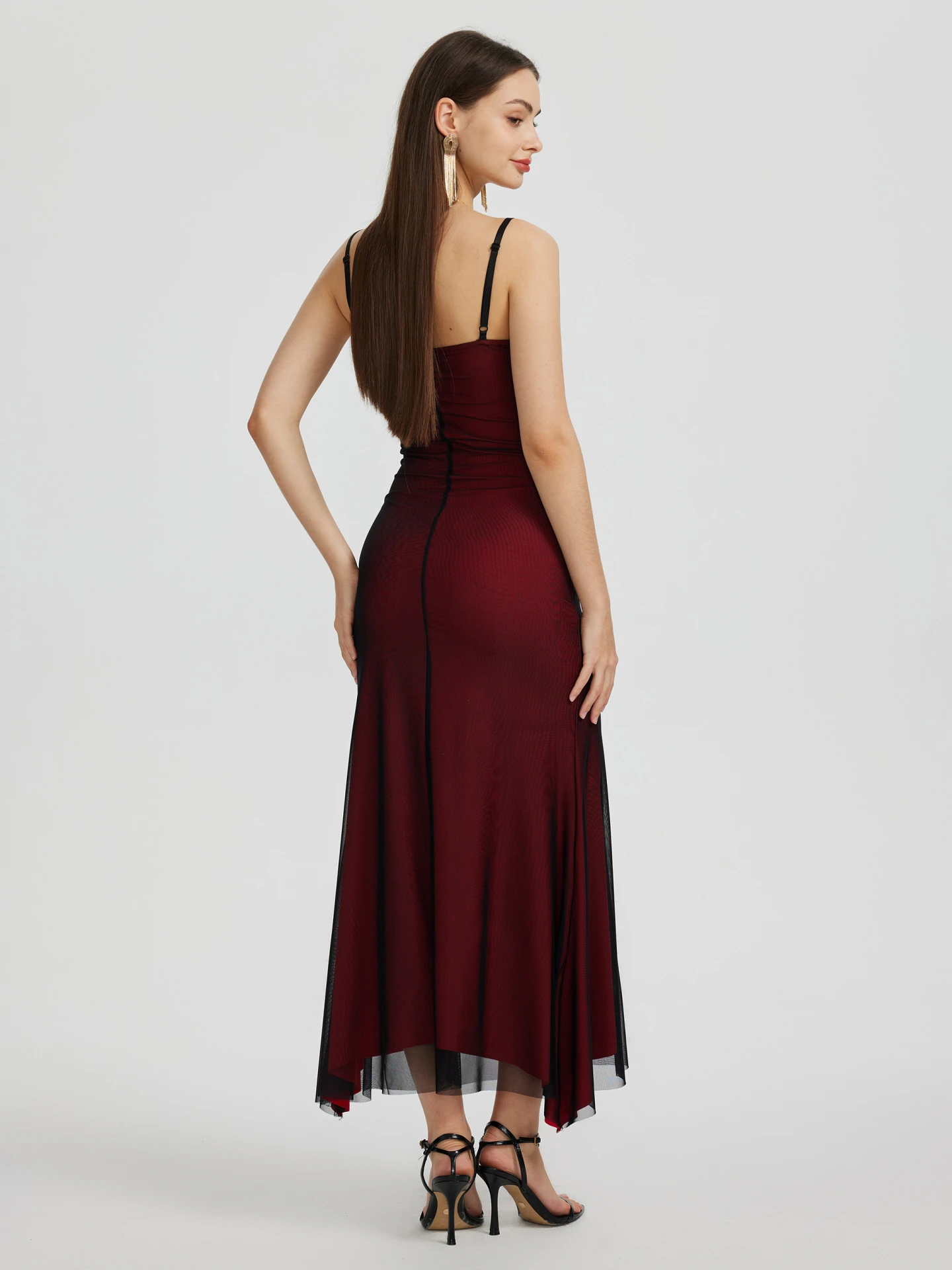 Gathered Bodycon Dress IN Burgundy