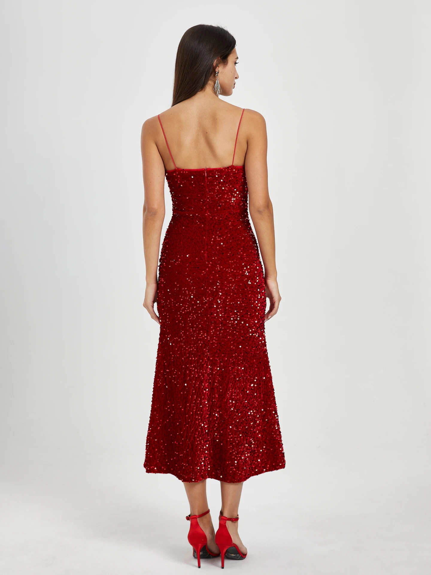 Sequinned Bodycon Dress IN Red
