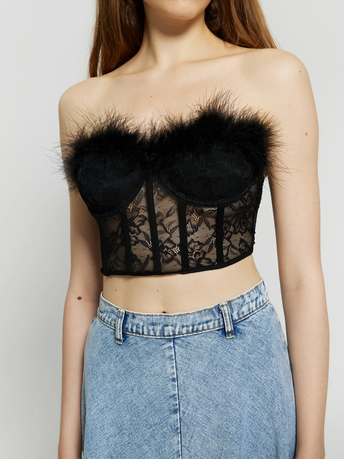 Sheer Tube Top in Black