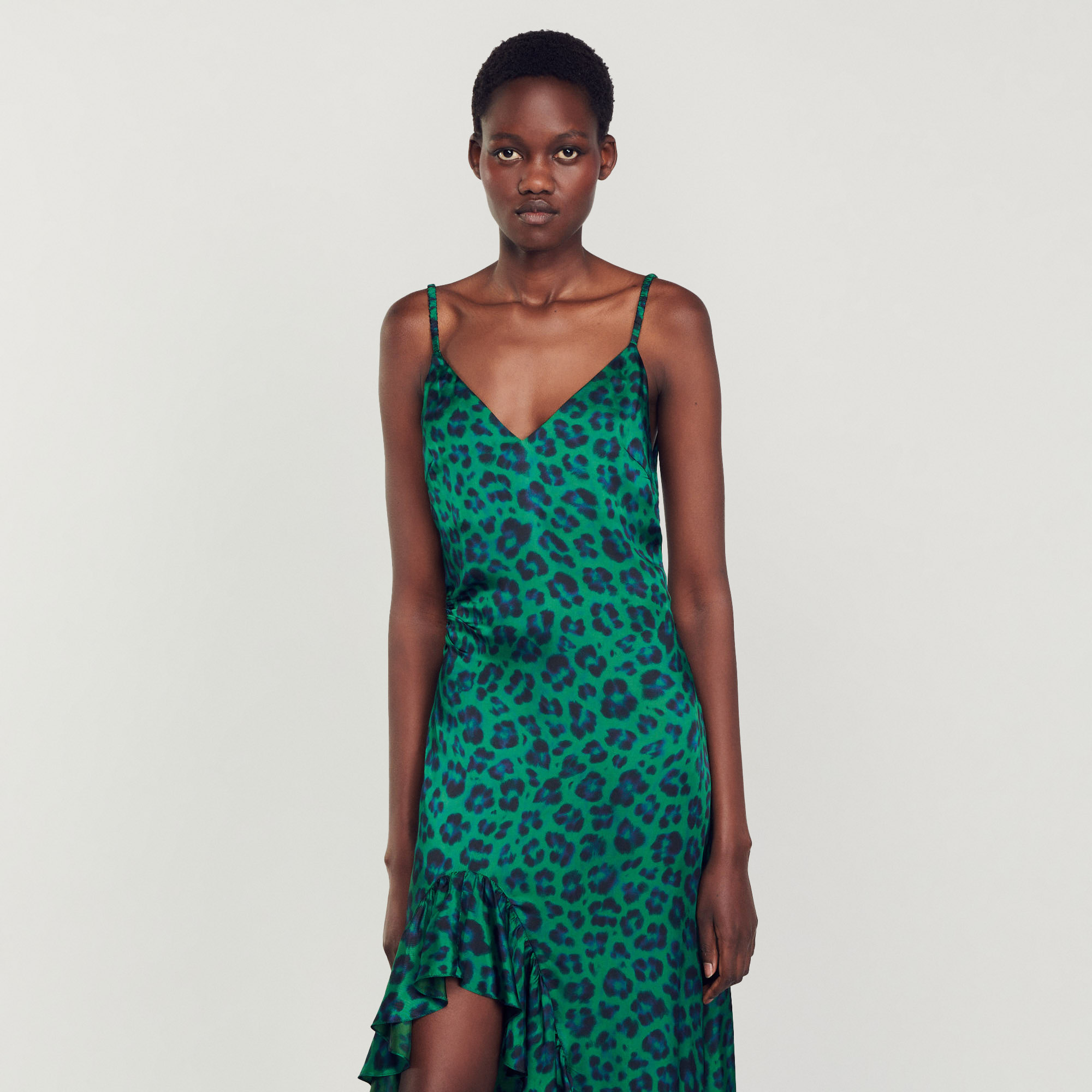 Leopard print slit dress