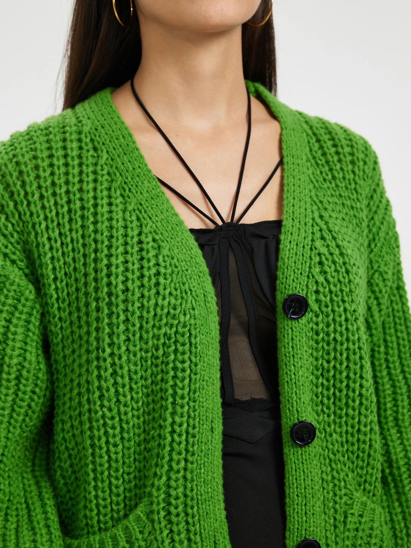 Knit Cardigan IN Green