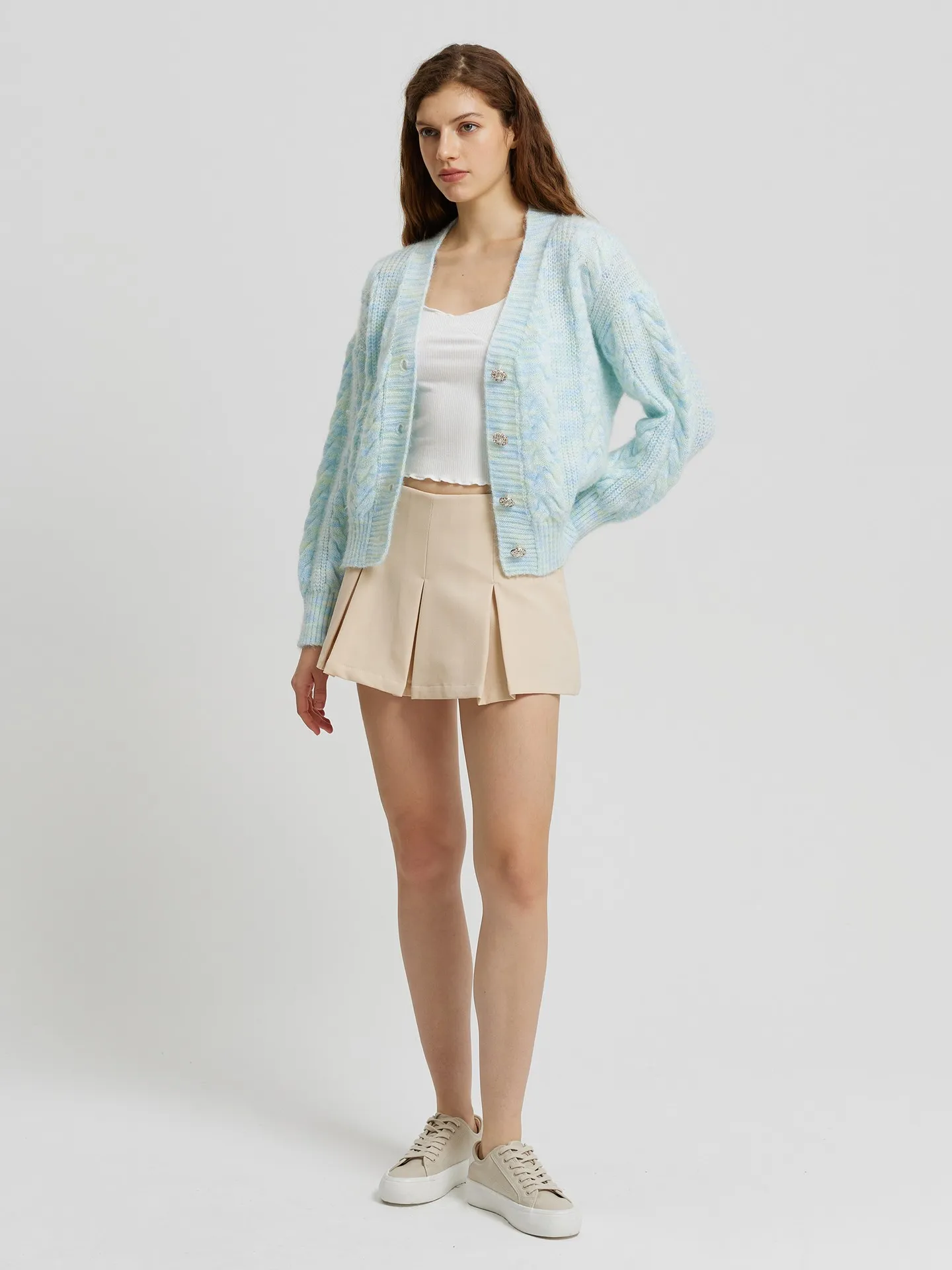 Buttoned Knit Cardigan IN Light Blue