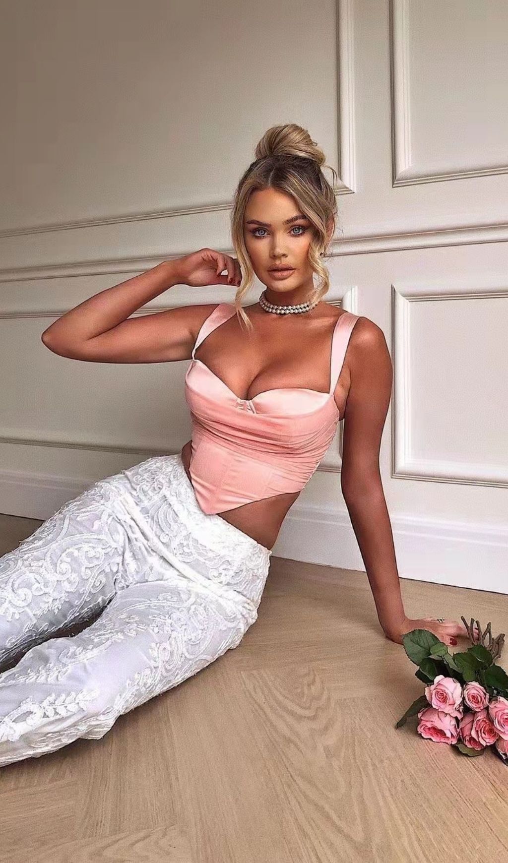 PINK MESH CROSET TOP