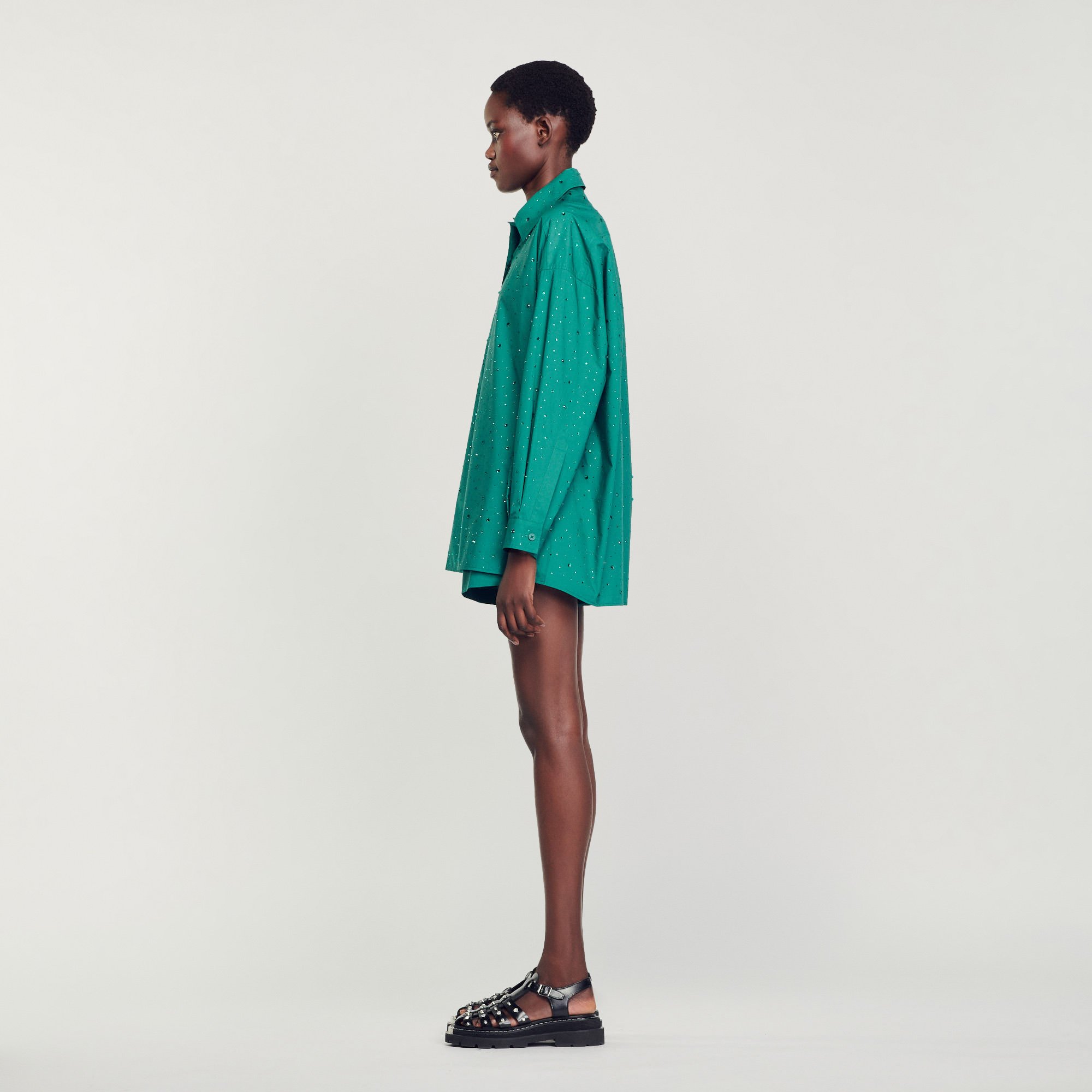 Rhinestone-embellished shirt