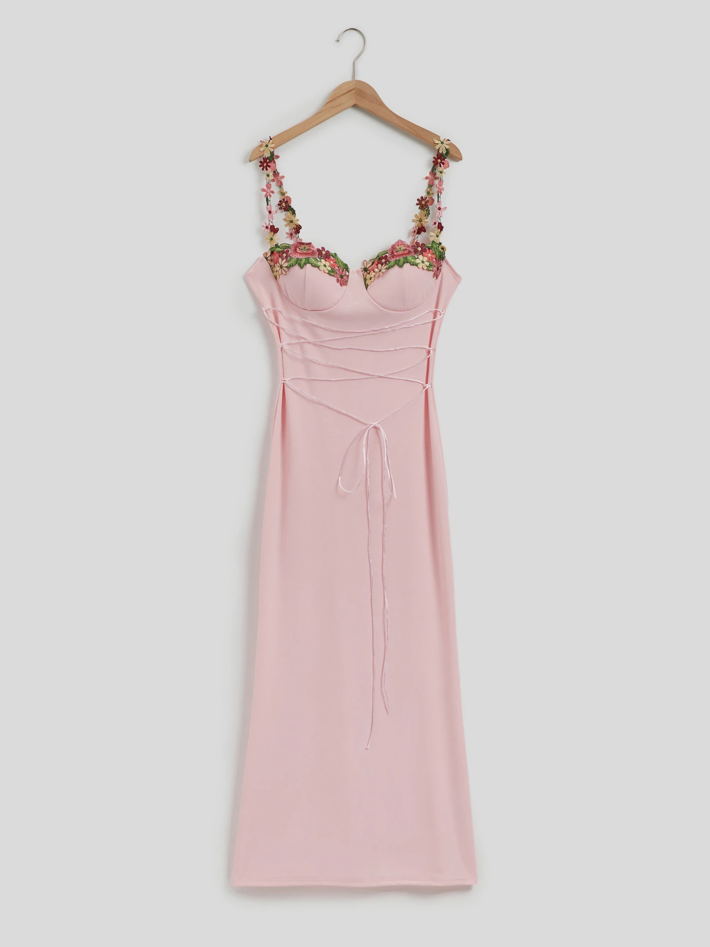 Embroidered Bodycon Dress IN Light Pink
