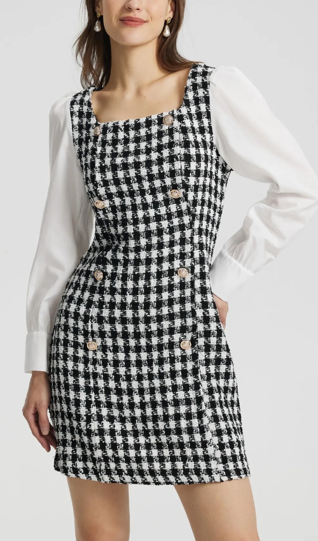Blazer Dress IN Black-White
