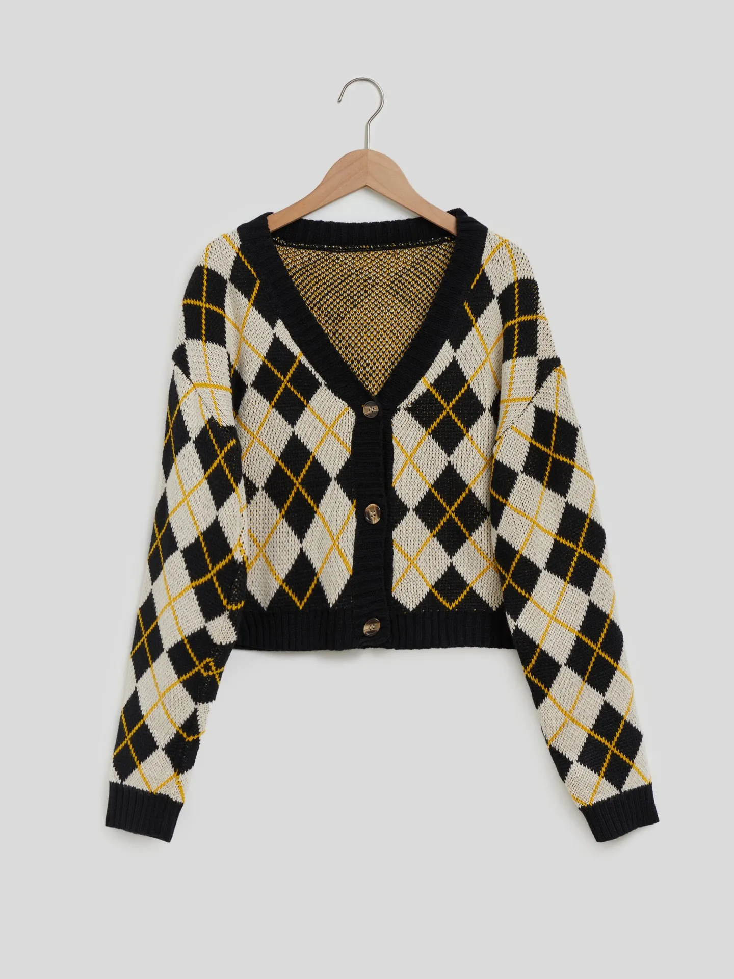 Buttoned Knit Cardigan in Apricot